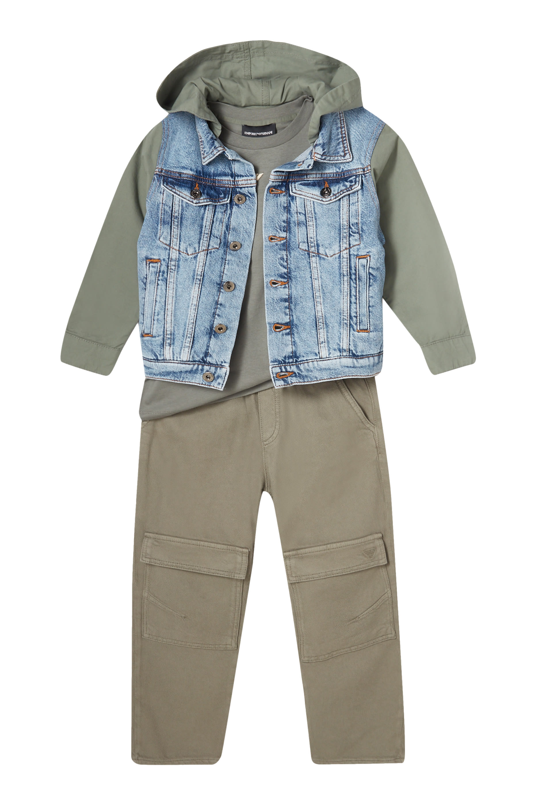 Kids Micro Eagle Embroidered Cotton T-Shirt