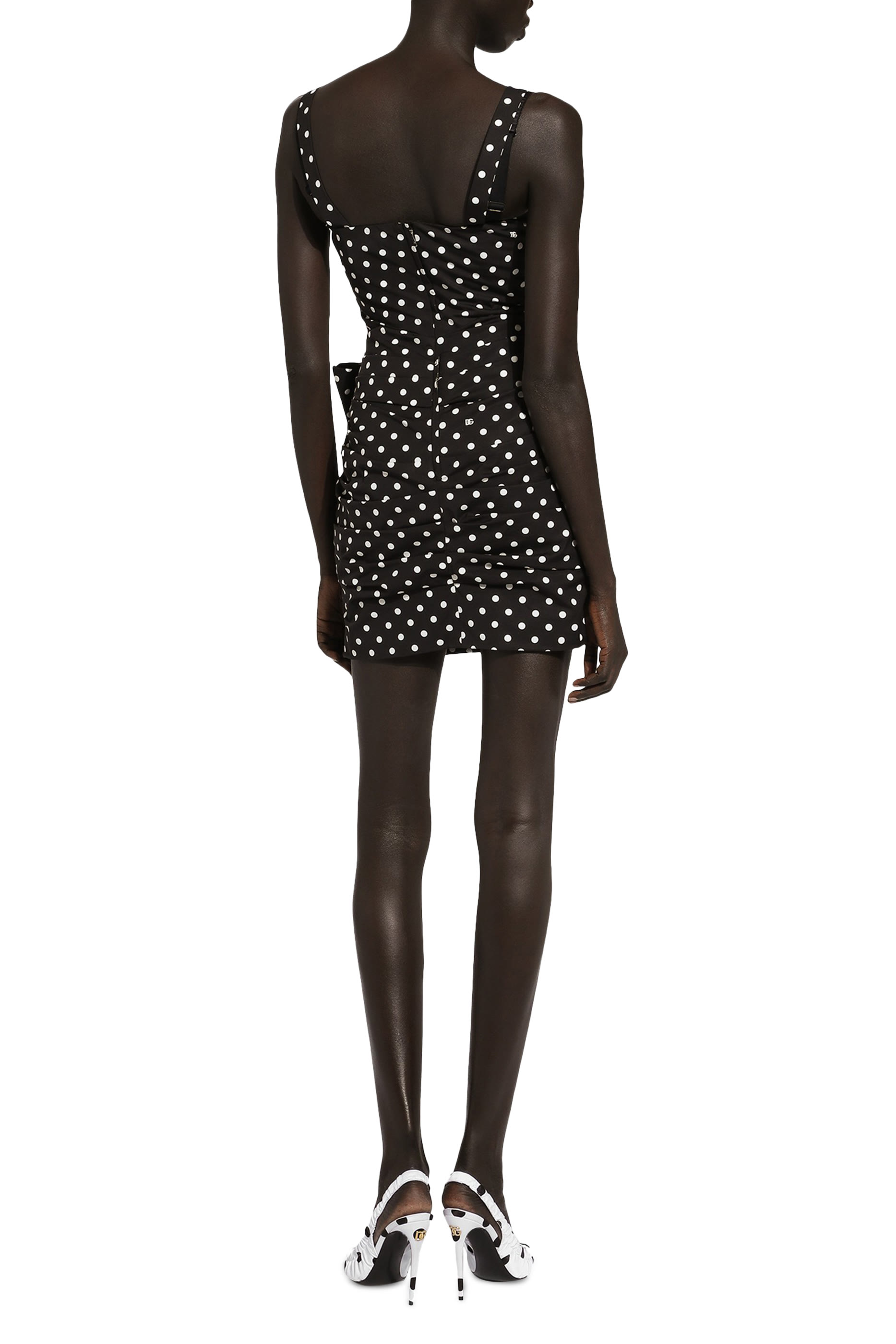 Polka-Dot & Bow Detail Cotton Mini Dress