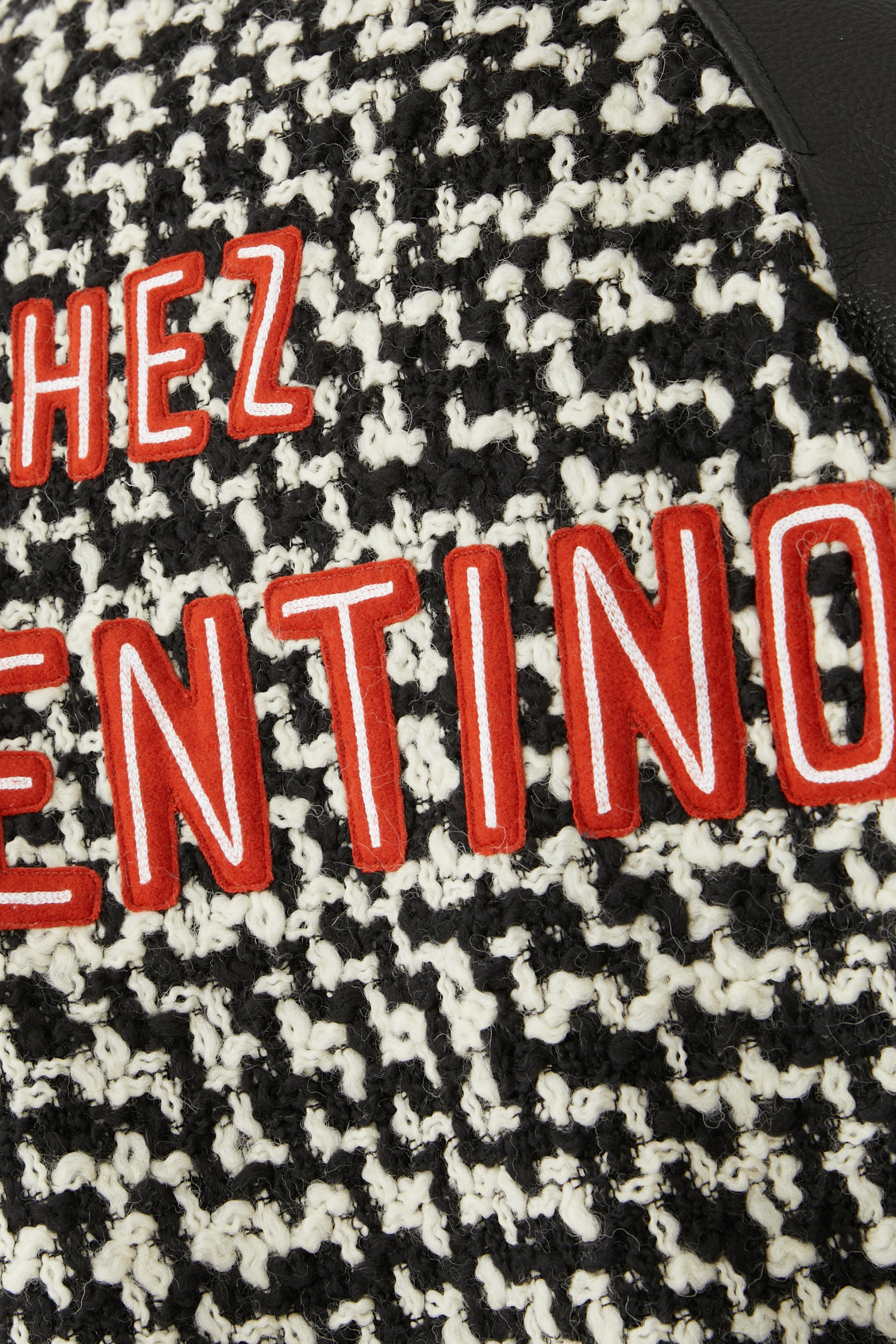 Wool Tweed Bomber Jacket with Chez Valentino Patch