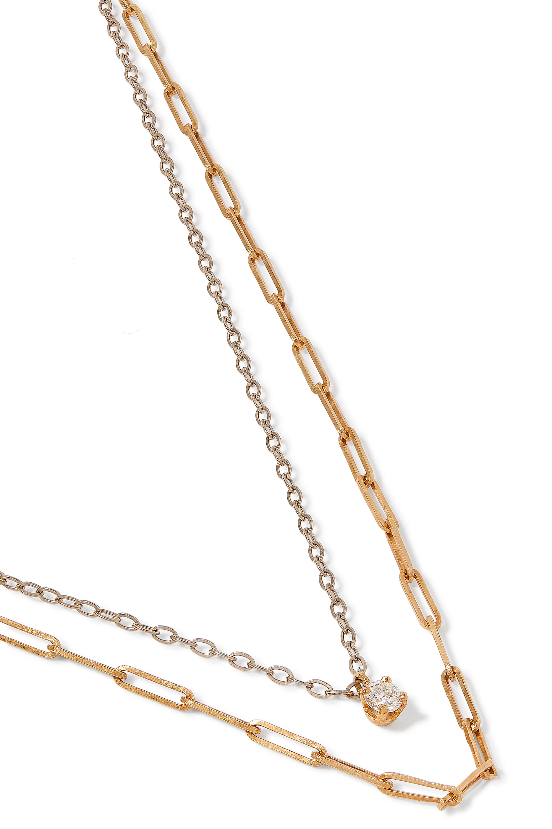 Collier Double Solitaire Necklace, 18k Yellow Gold & Diamond