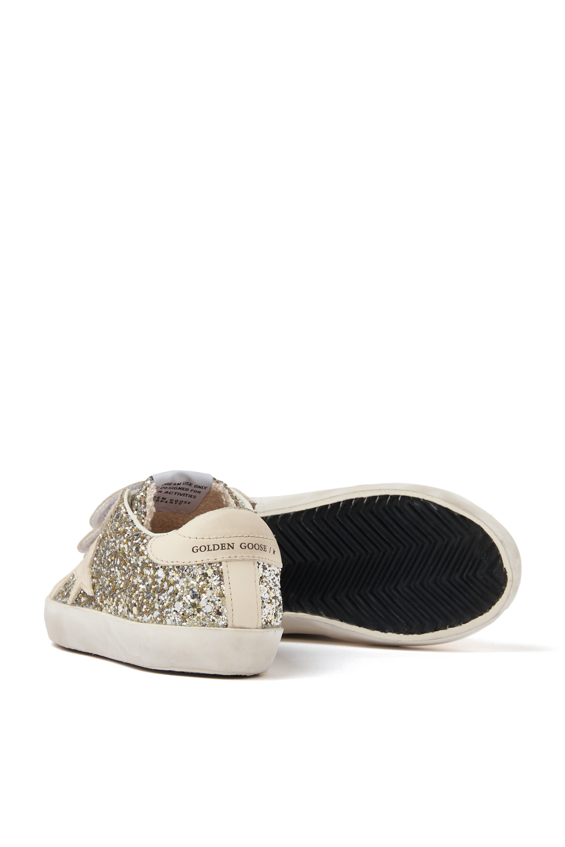 Kids Old School Leather Star & Glitter Sneakers