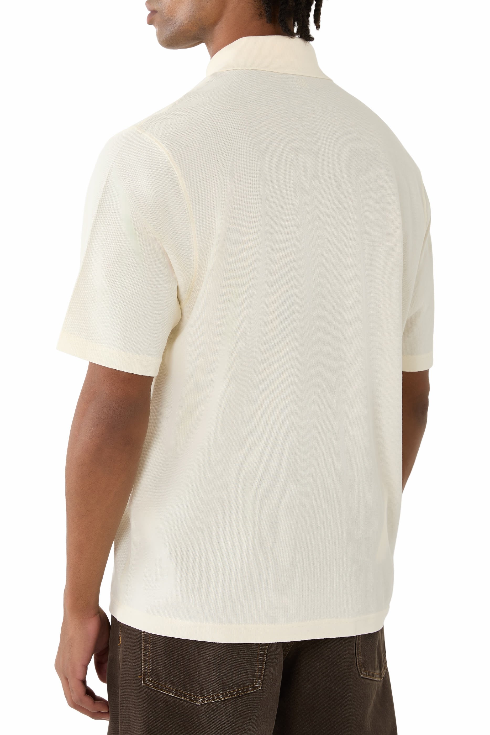 Cotton Ami De Coeur Knitted Patch Polo Shirt