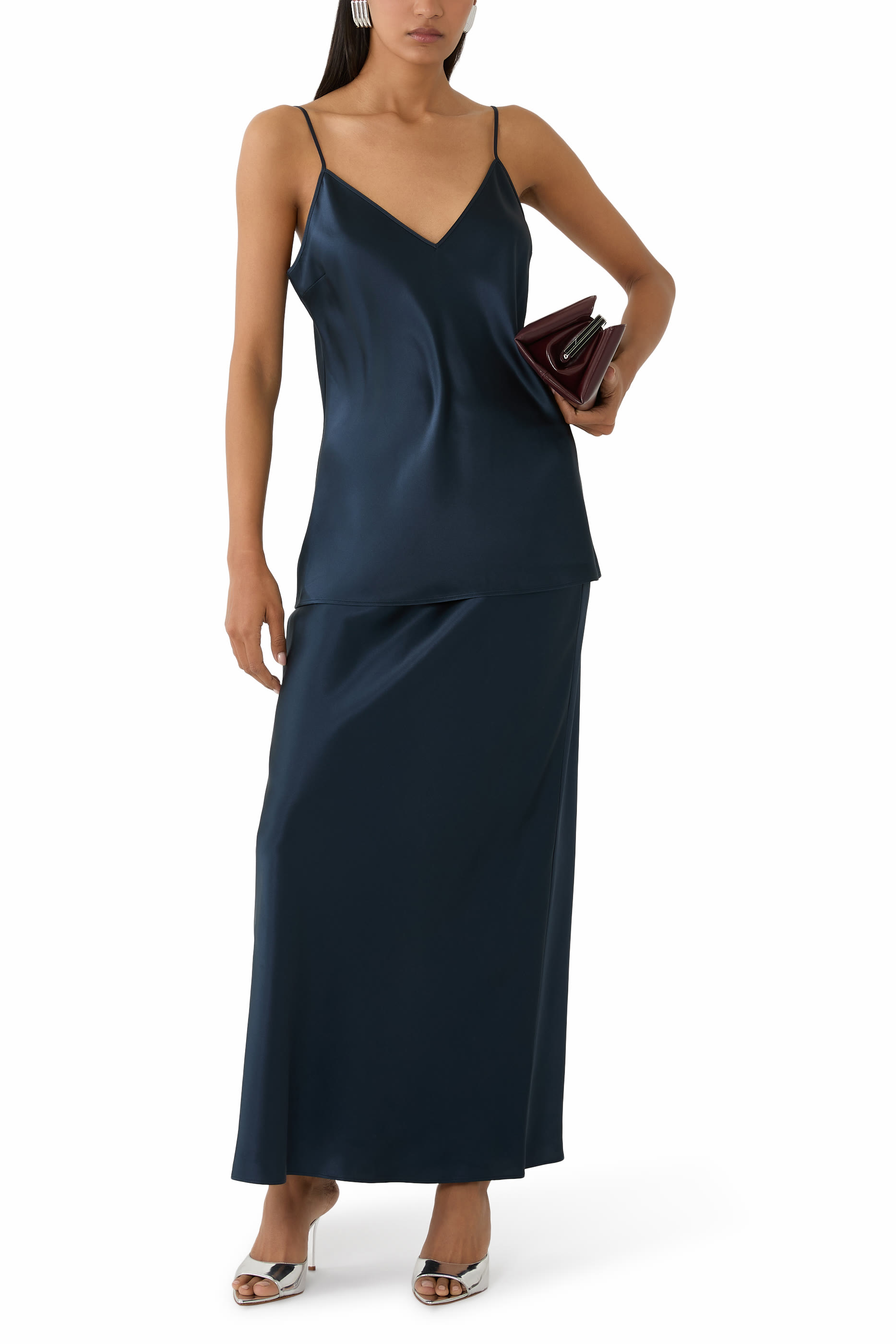 Isaak Long Silk Satin Skirt