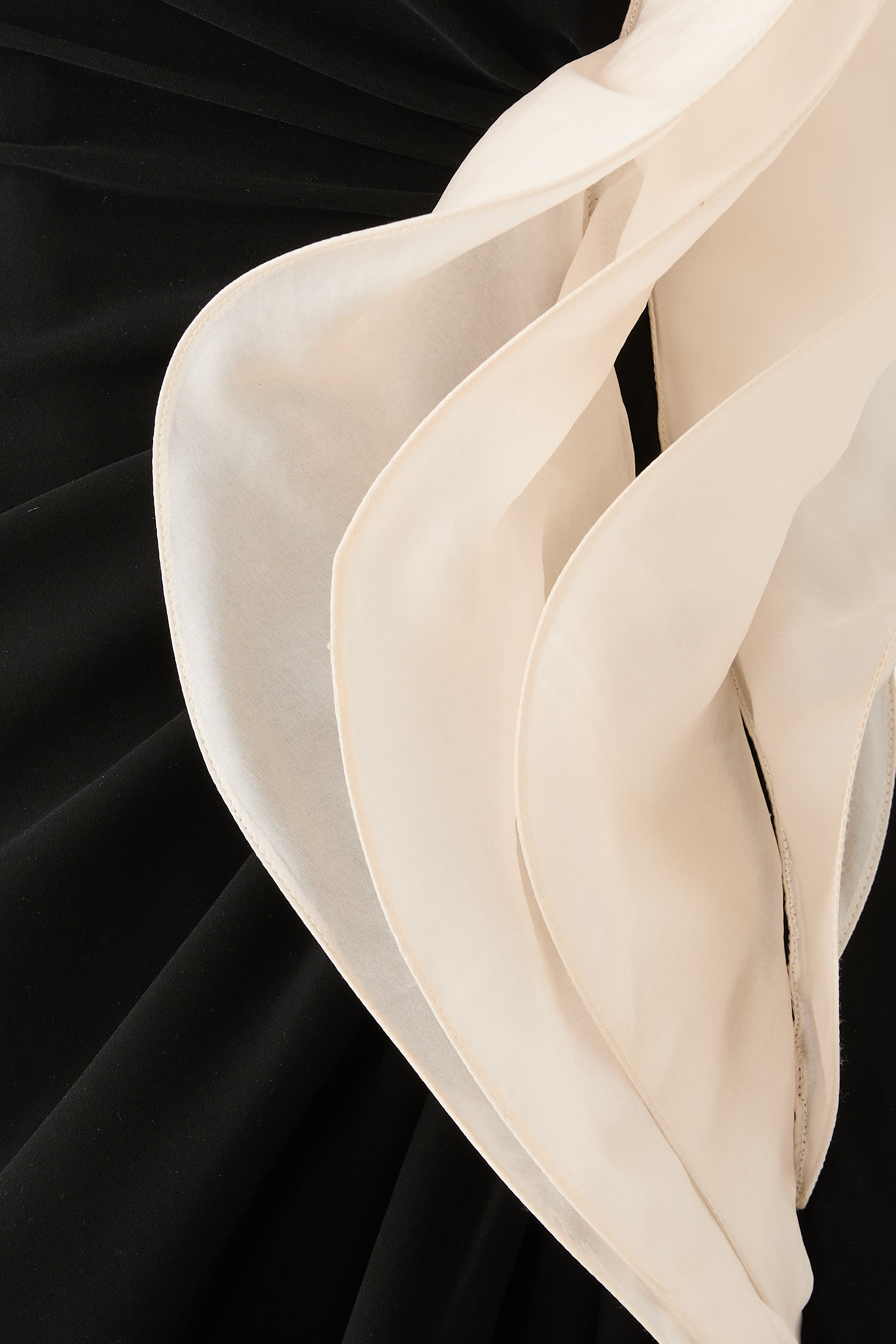 Monochromatic Ruffle Drape Gown