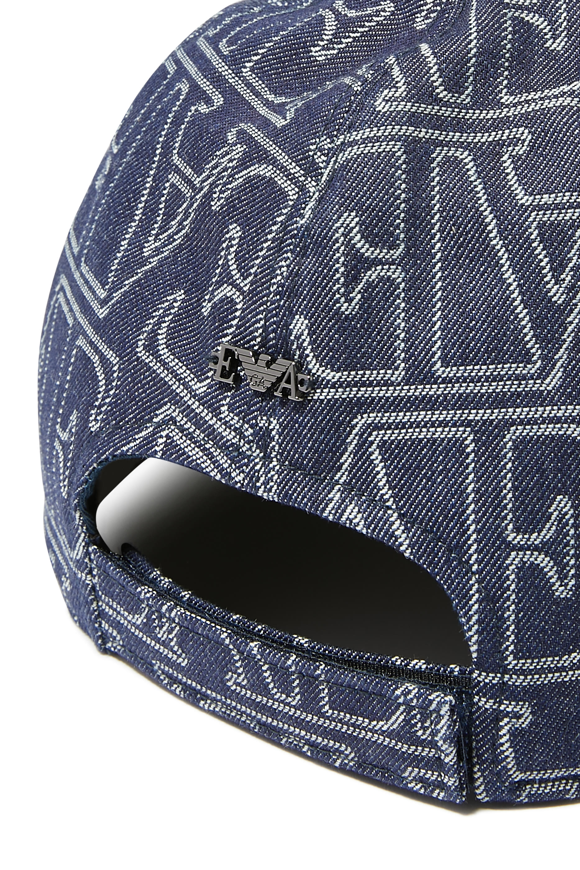 Denim Baseball Cap with All-Over EA Lettering