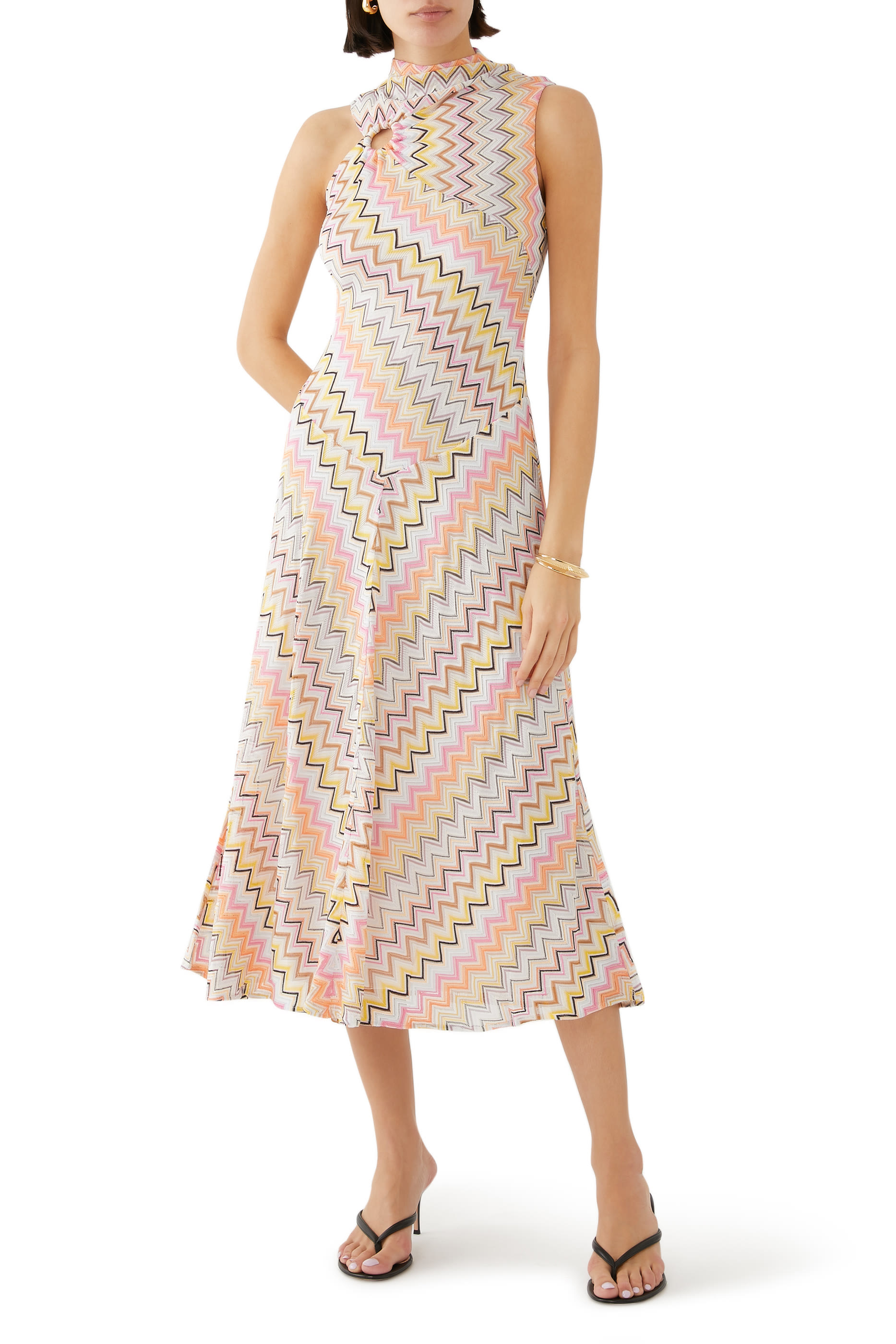Zigzag Raschel Sleeveless Midi Dress
