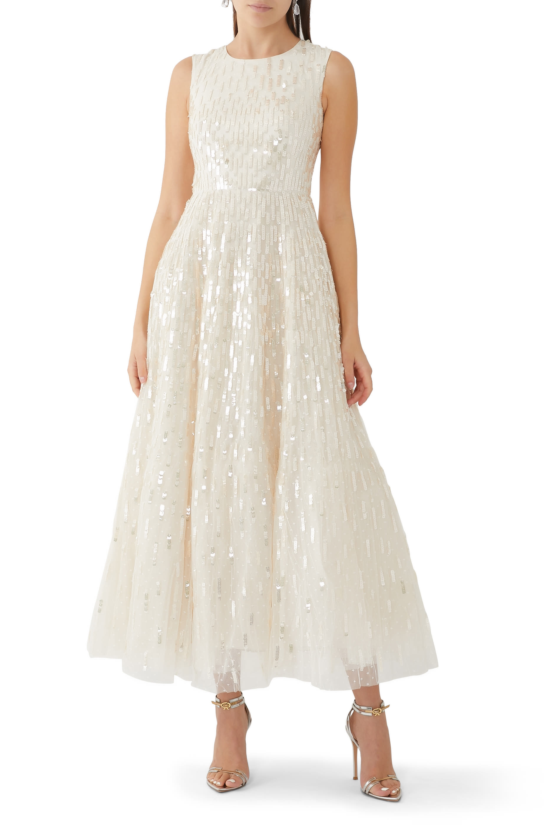 Sequin Dash Cape Ankle Gown