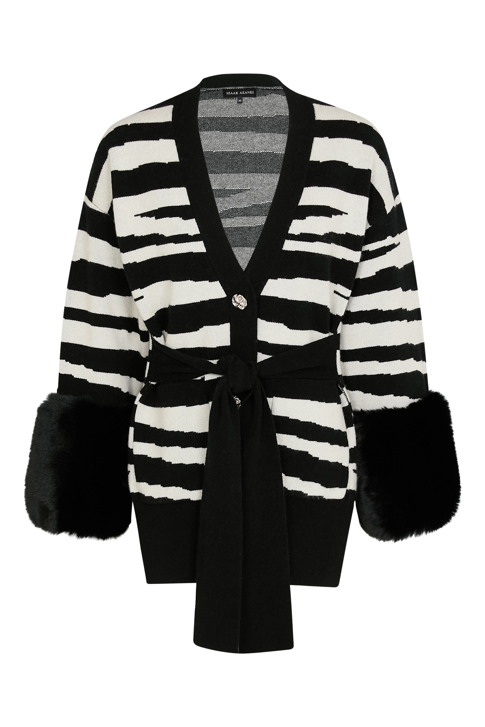 Belted Cardigan with Faux Cuffs