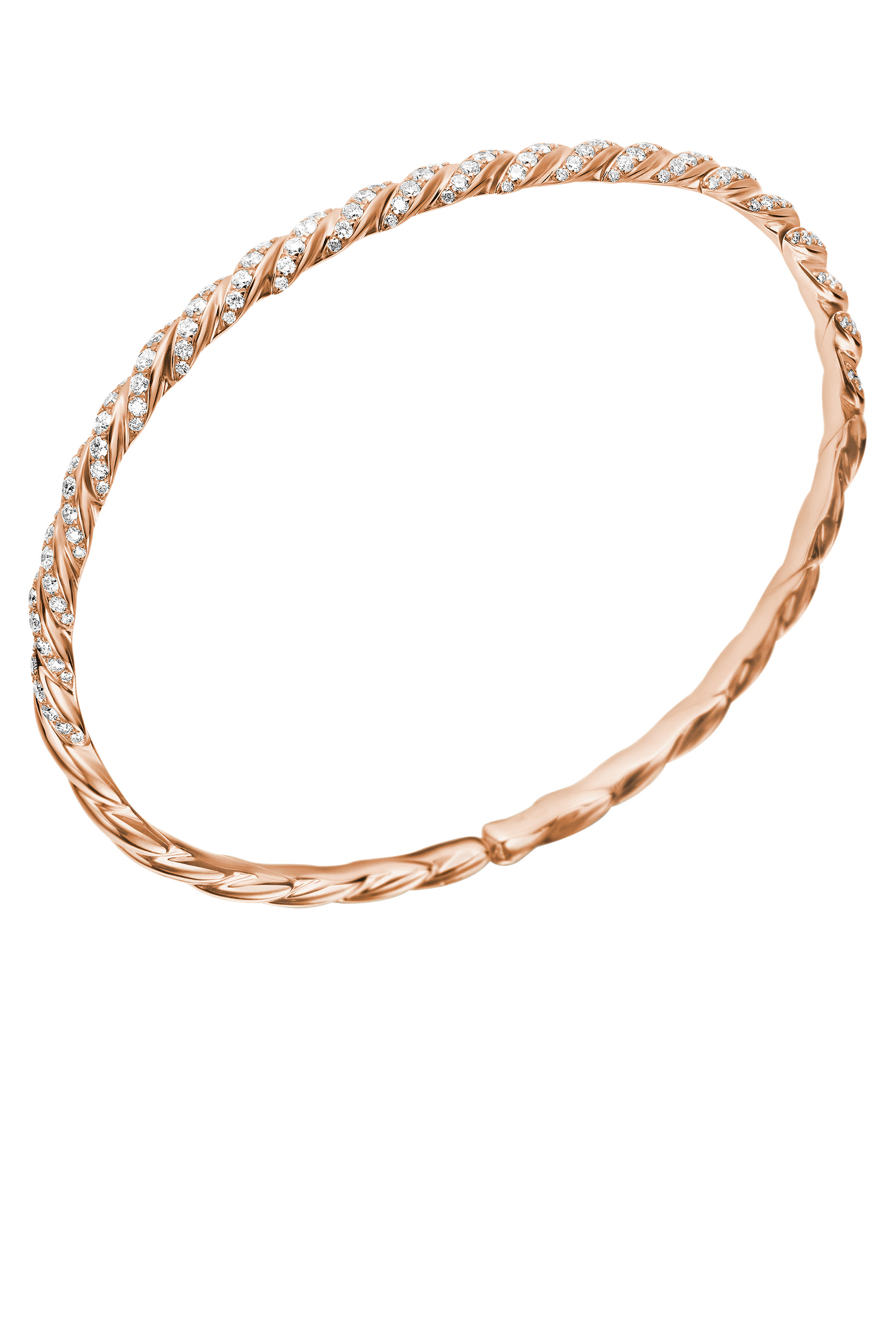 Sculpted Cable Flex Bracelet, 18K Rose Gold & Diamonds 