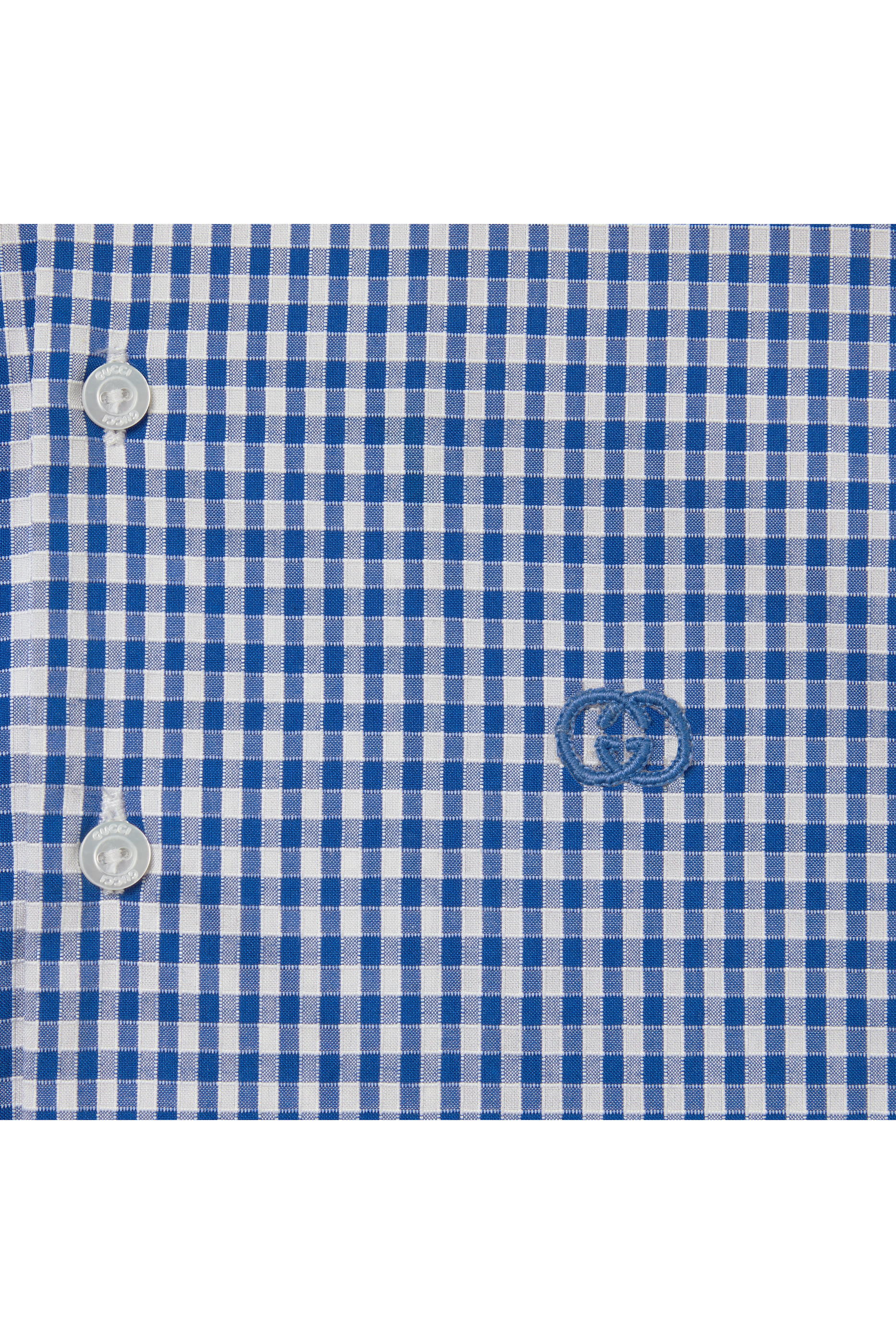 Kids Interlocking G Embroidery Gingham Shirt