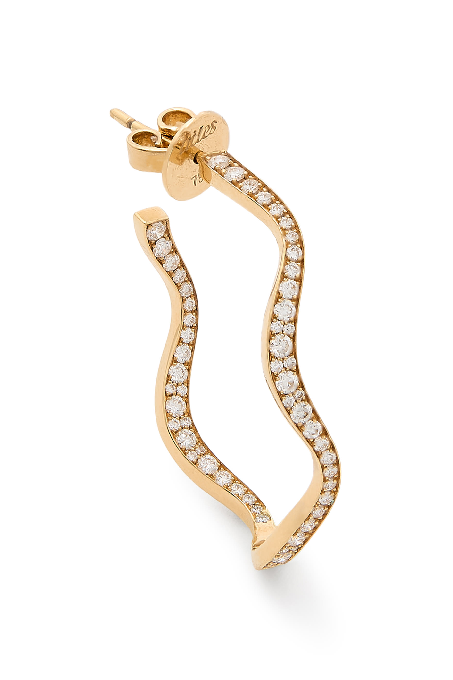 Wave Hoop Earrings, 18k Yellow Gold & Diamonds
