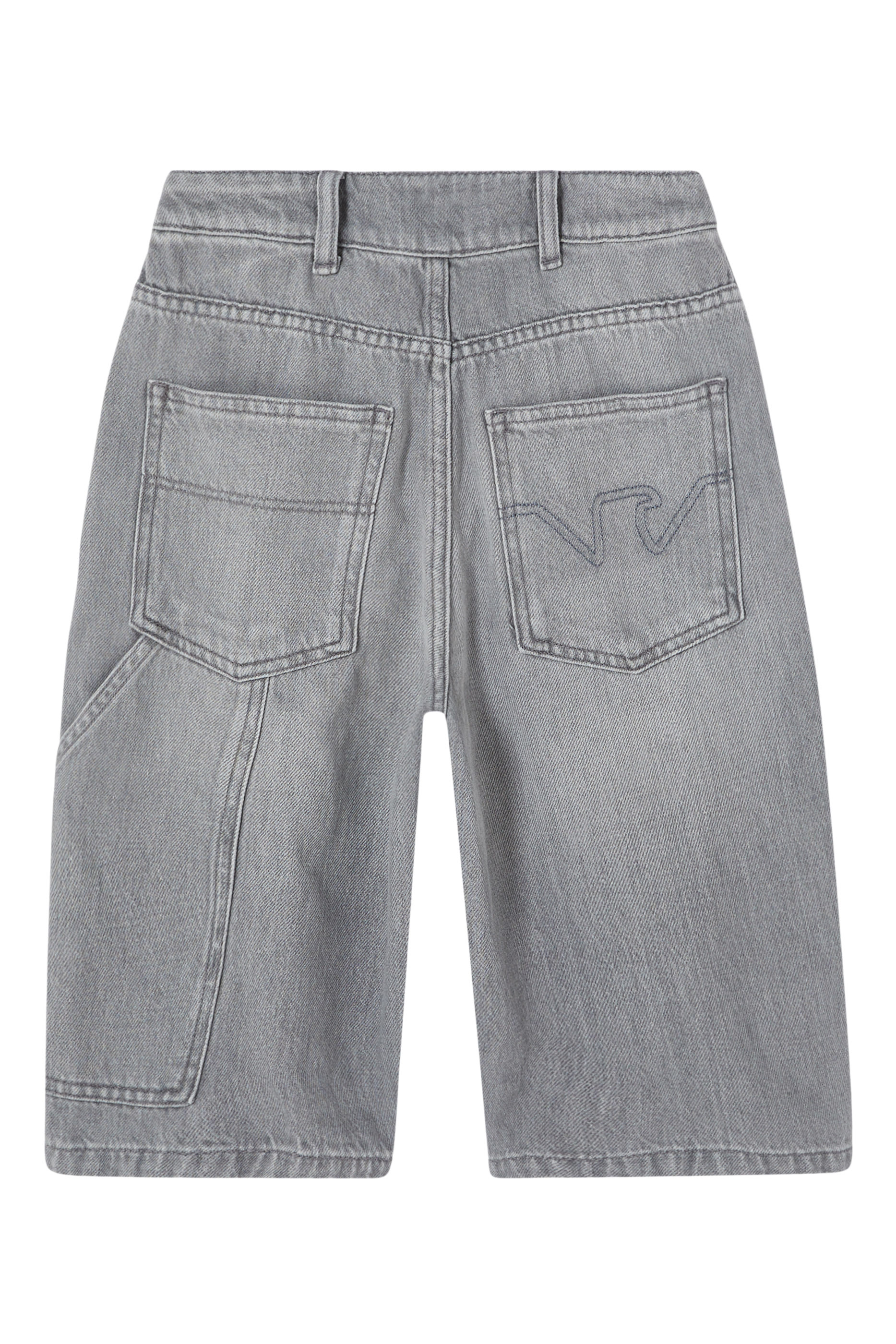 Kids Cotton Denim Shorts with a Faded Effect & Five Pockets