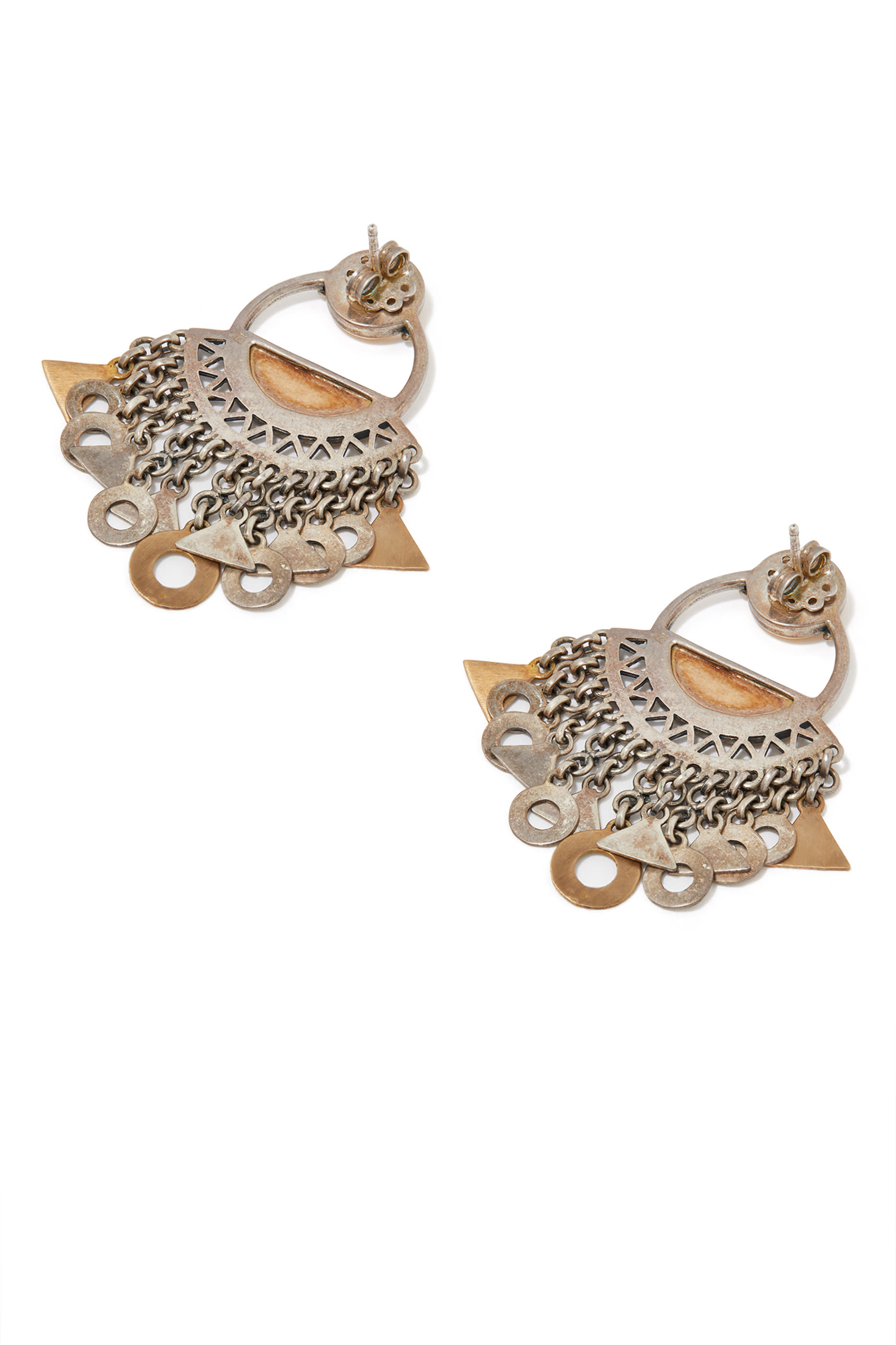 Statement Calligraphy Earrings, 18k Yellow Gold & Sterling Silver