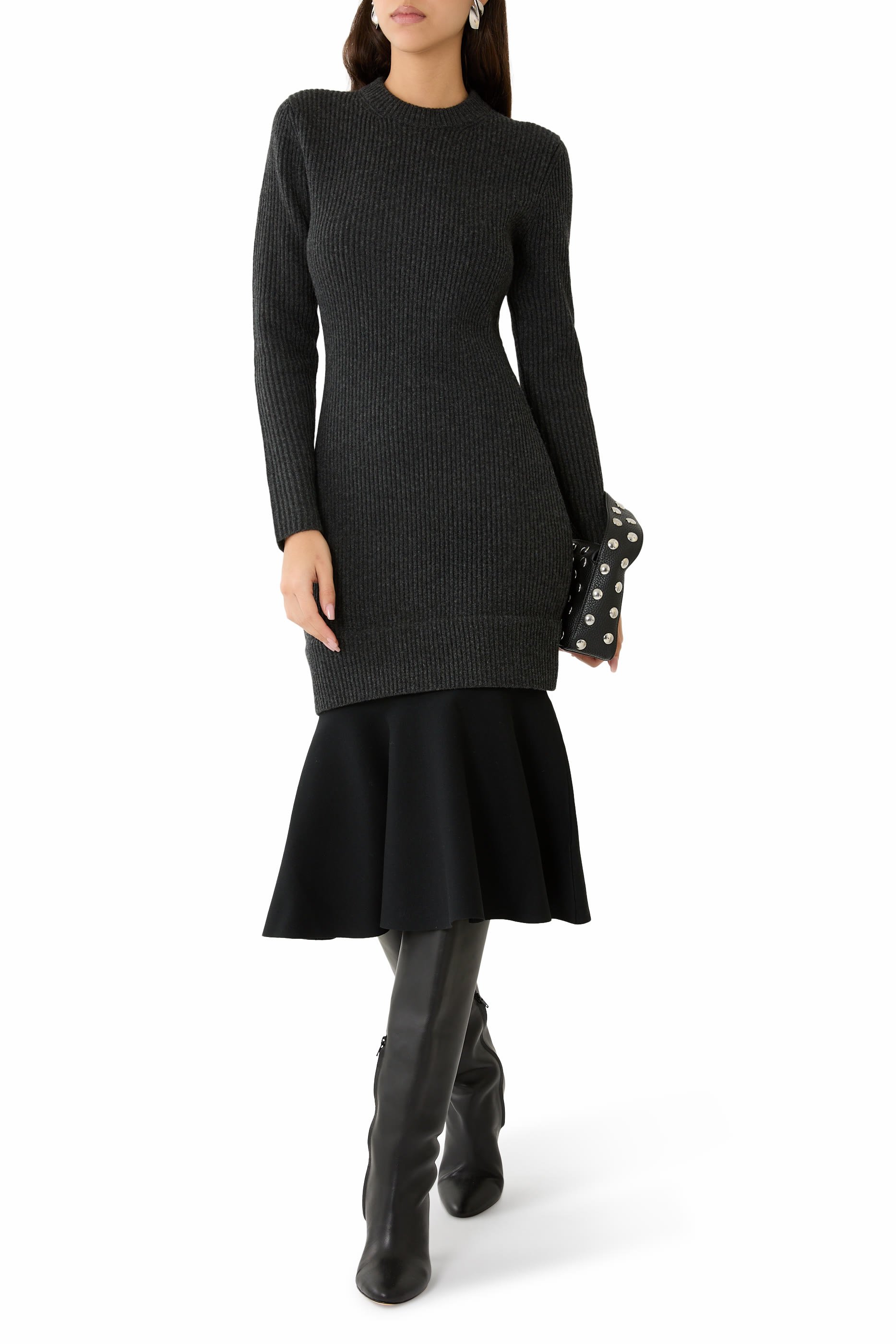 Ribbed Long-Sleeve Dress