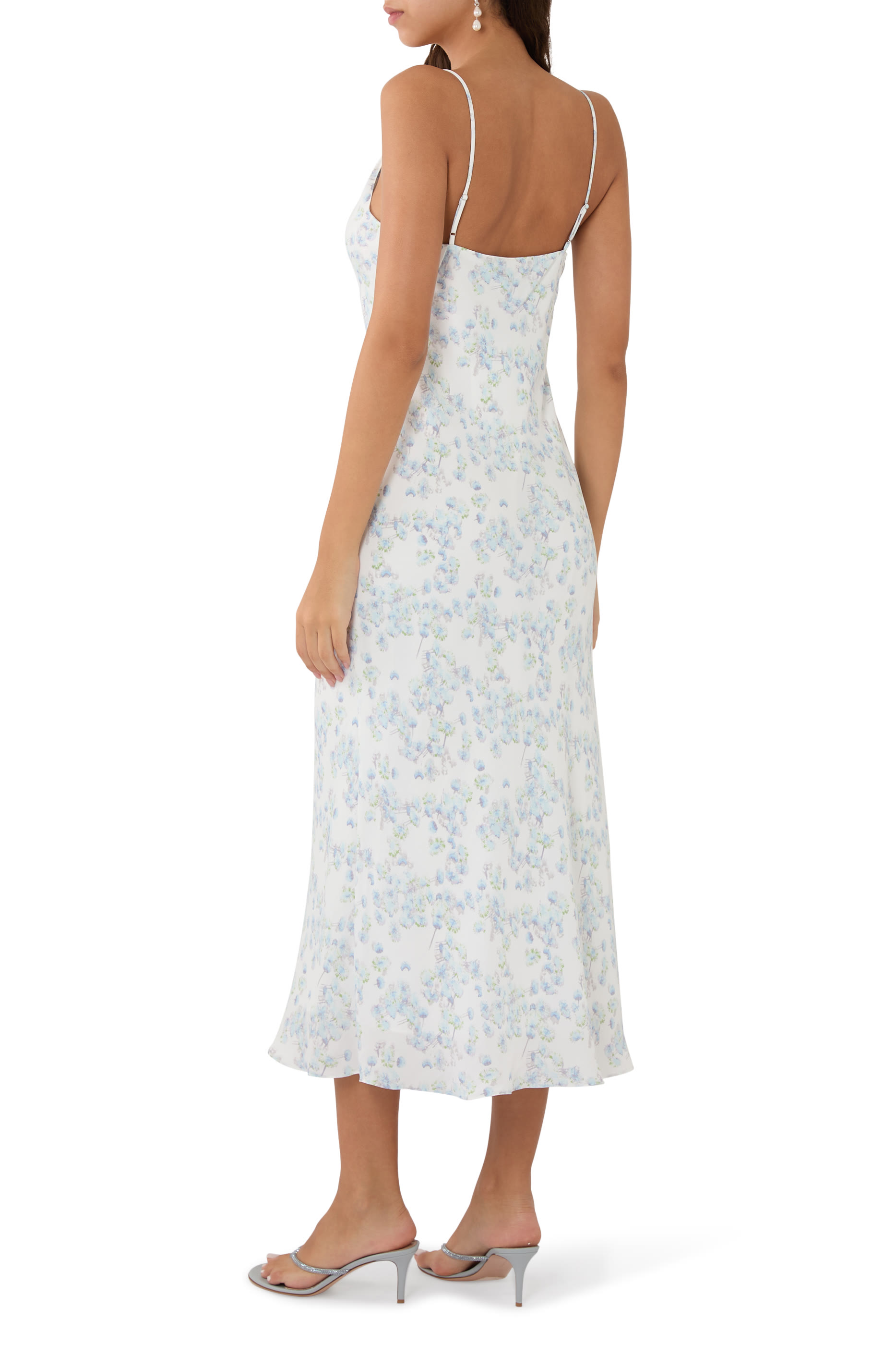 Slip Dress in Floral Satin Georgette