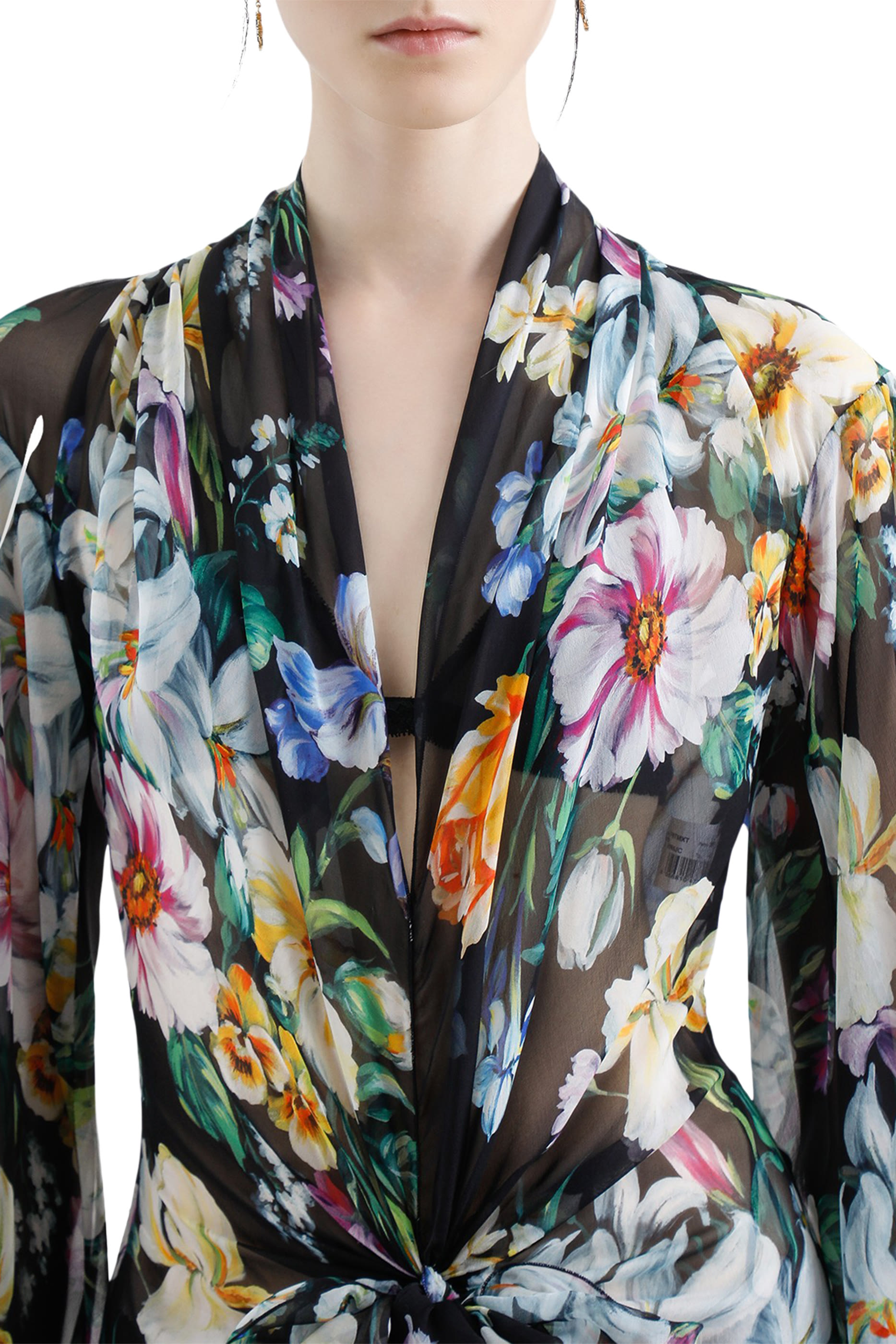 Long Floral-Print Chiffon Dress