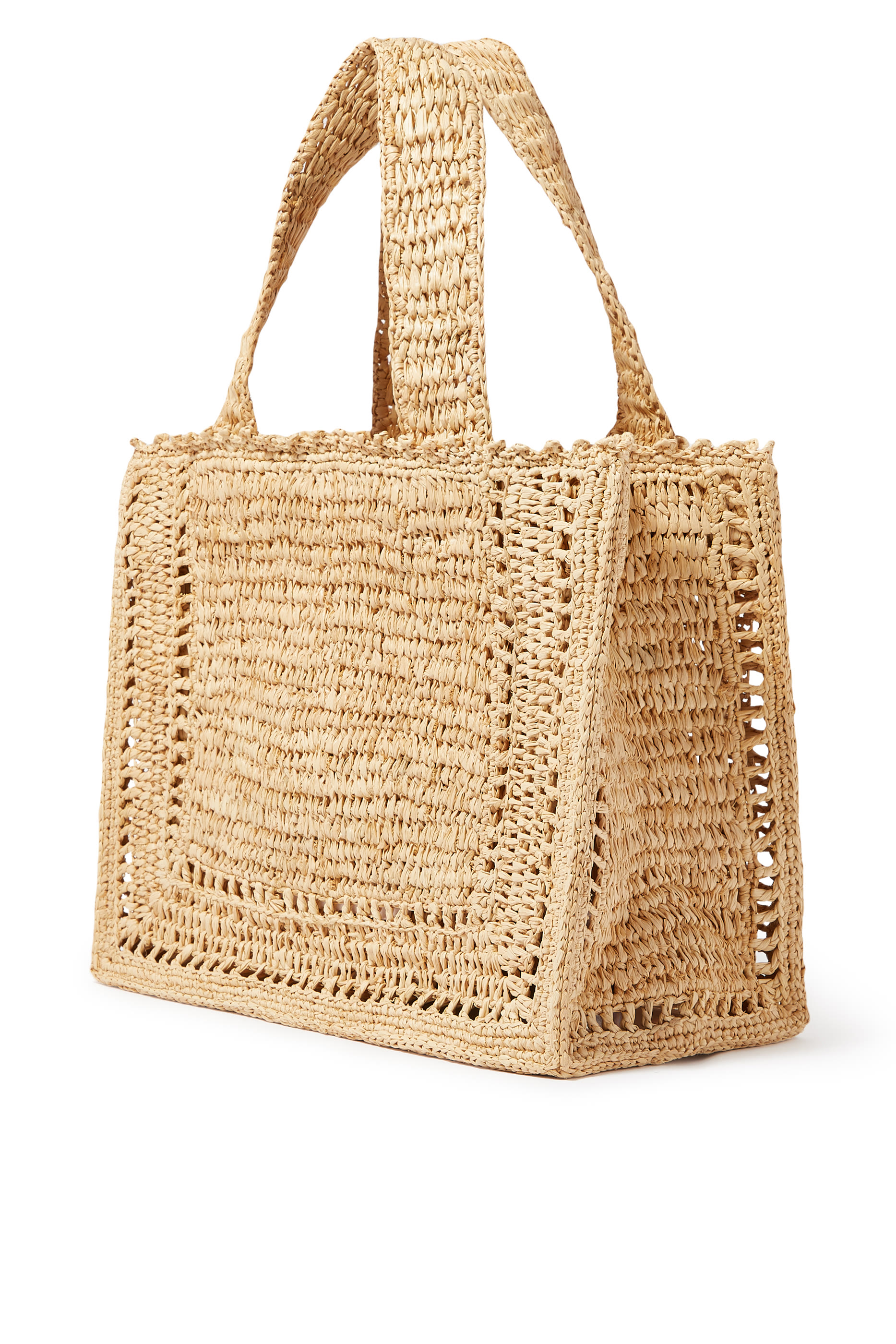 Floral Raffia Mini Tote Bag