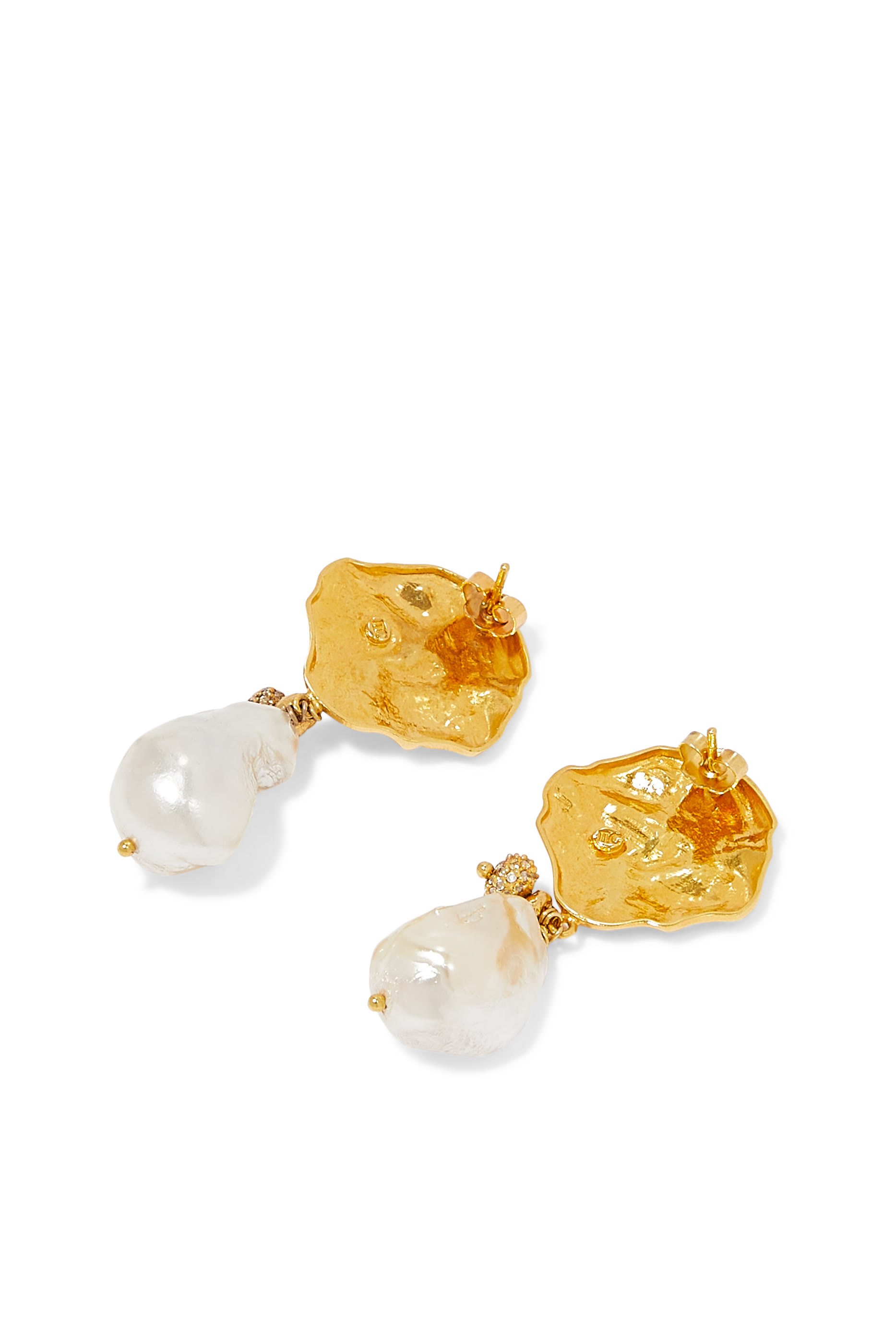 Wave Stud Pearl Earrings