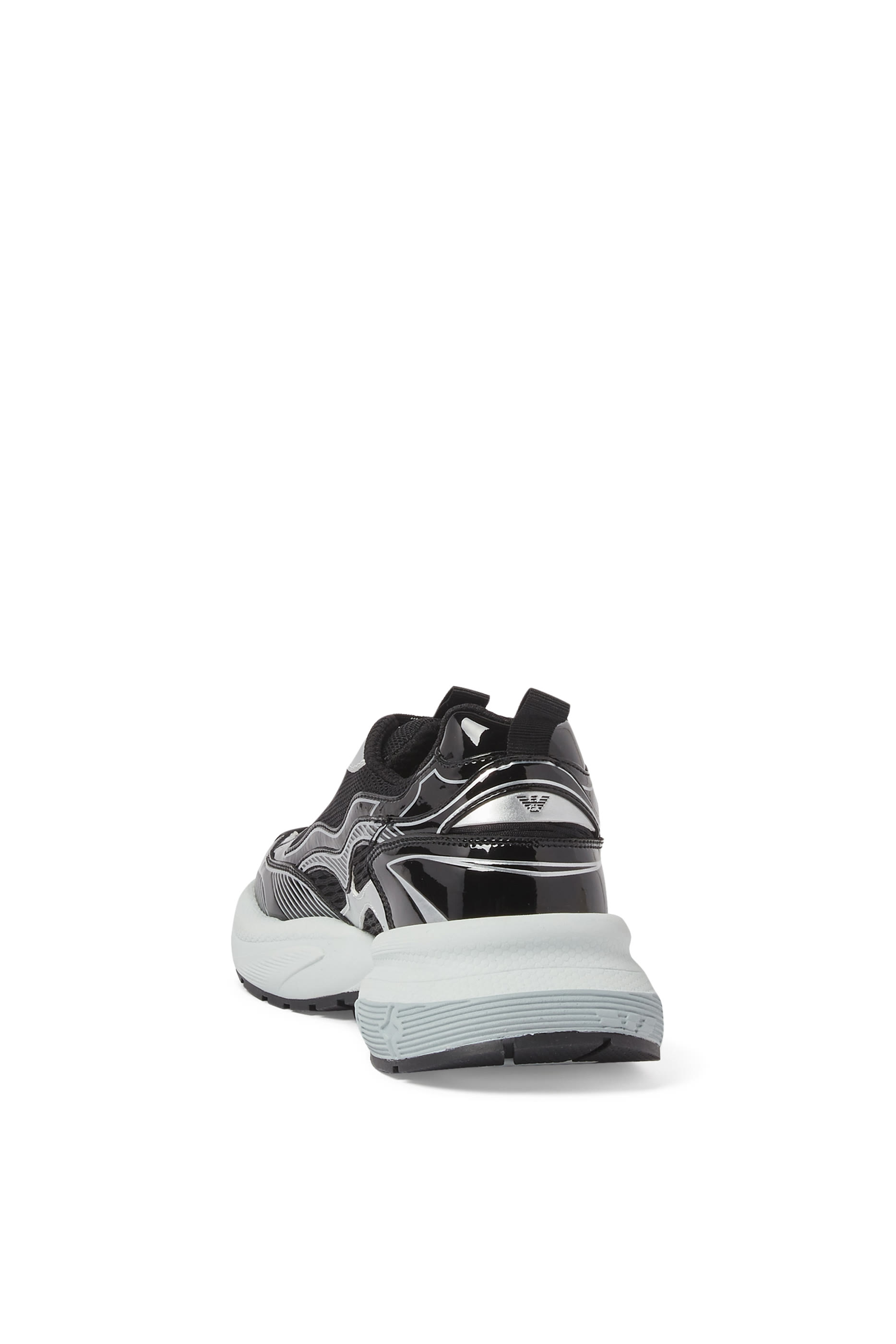 Mesh Sneakers with Laminated Details & Signature Logo