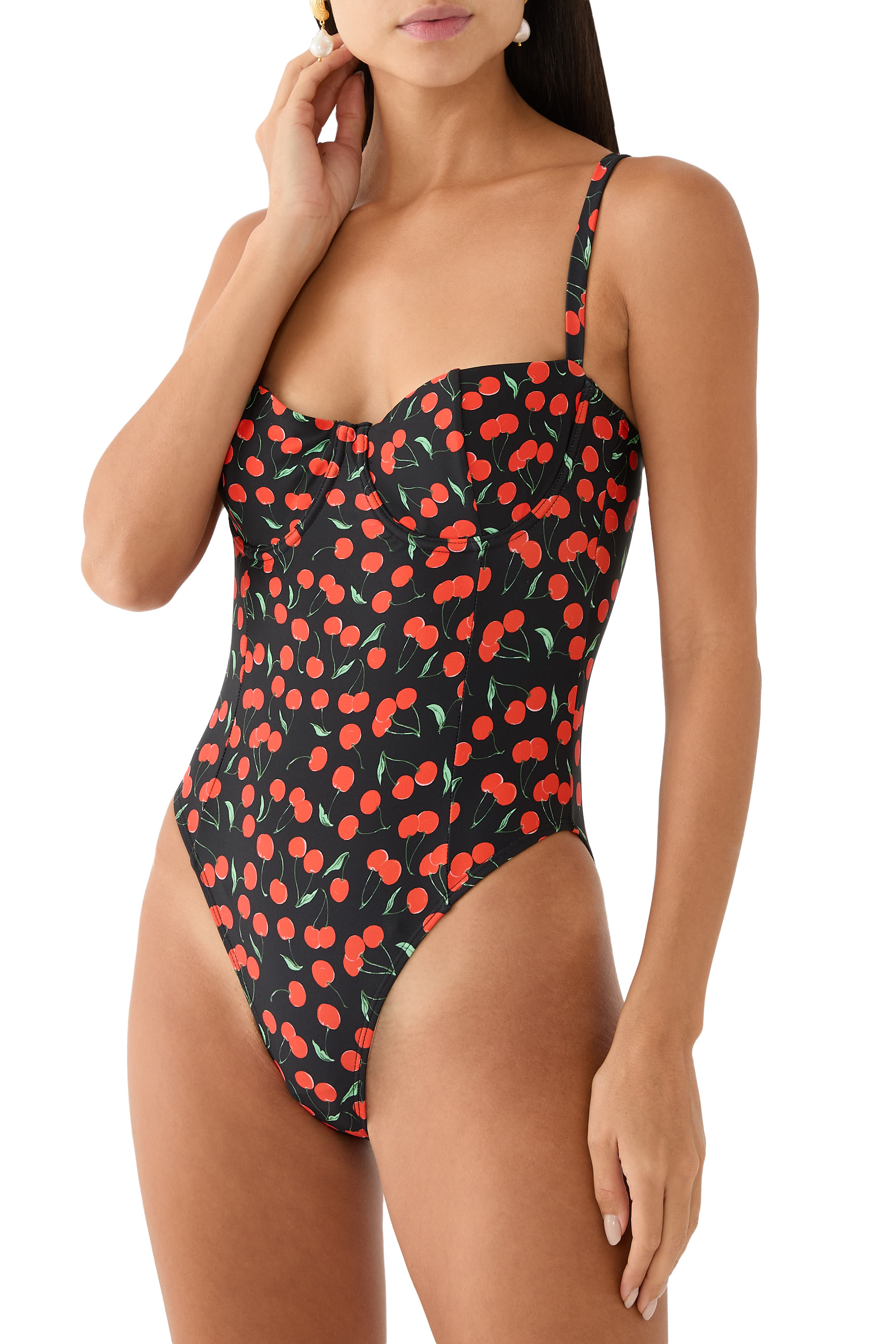 Cherry Square Neck One-Piece
