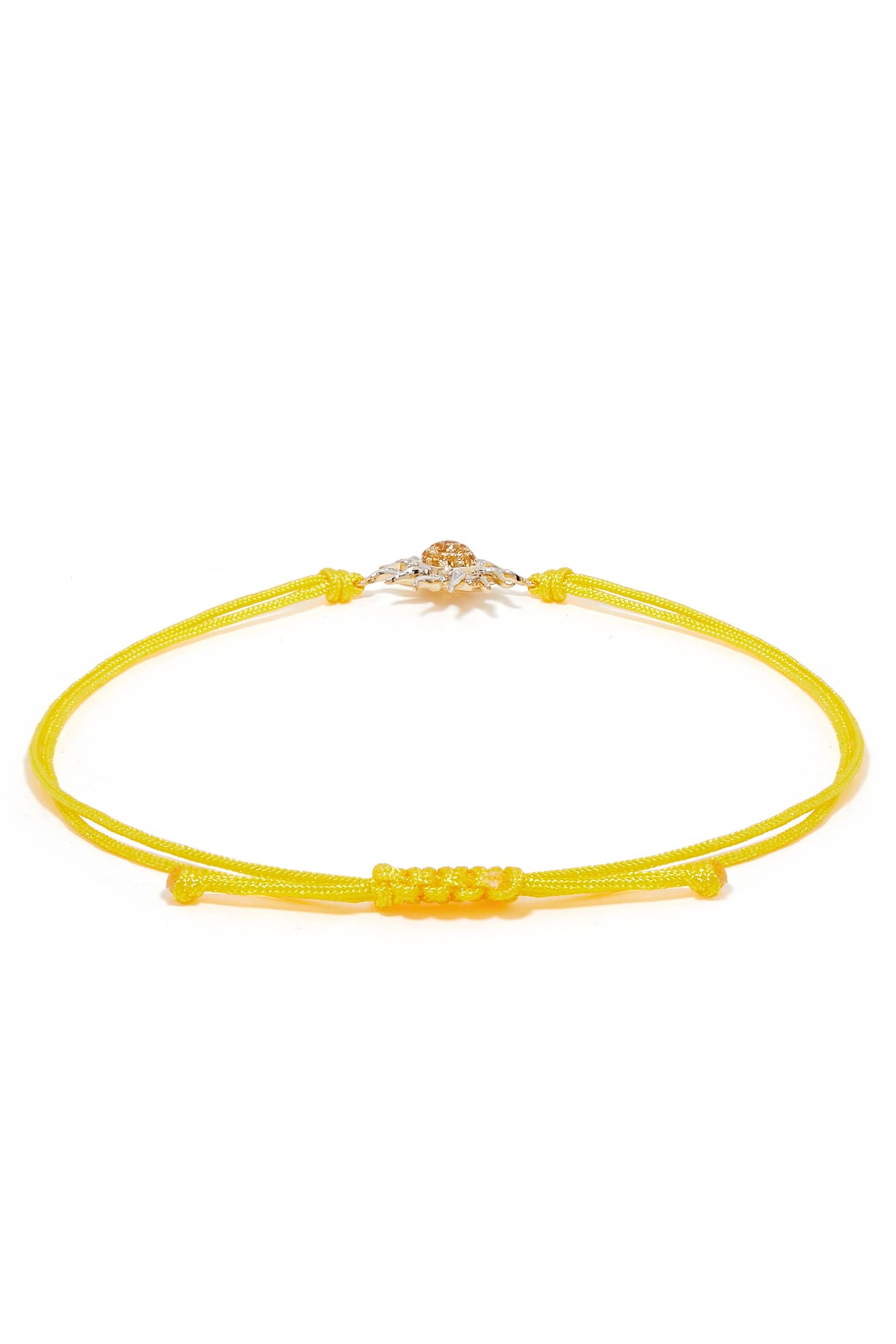 Sun Thread Bracelet, 9k White & Yellow Gold with Diamonds & Citrines