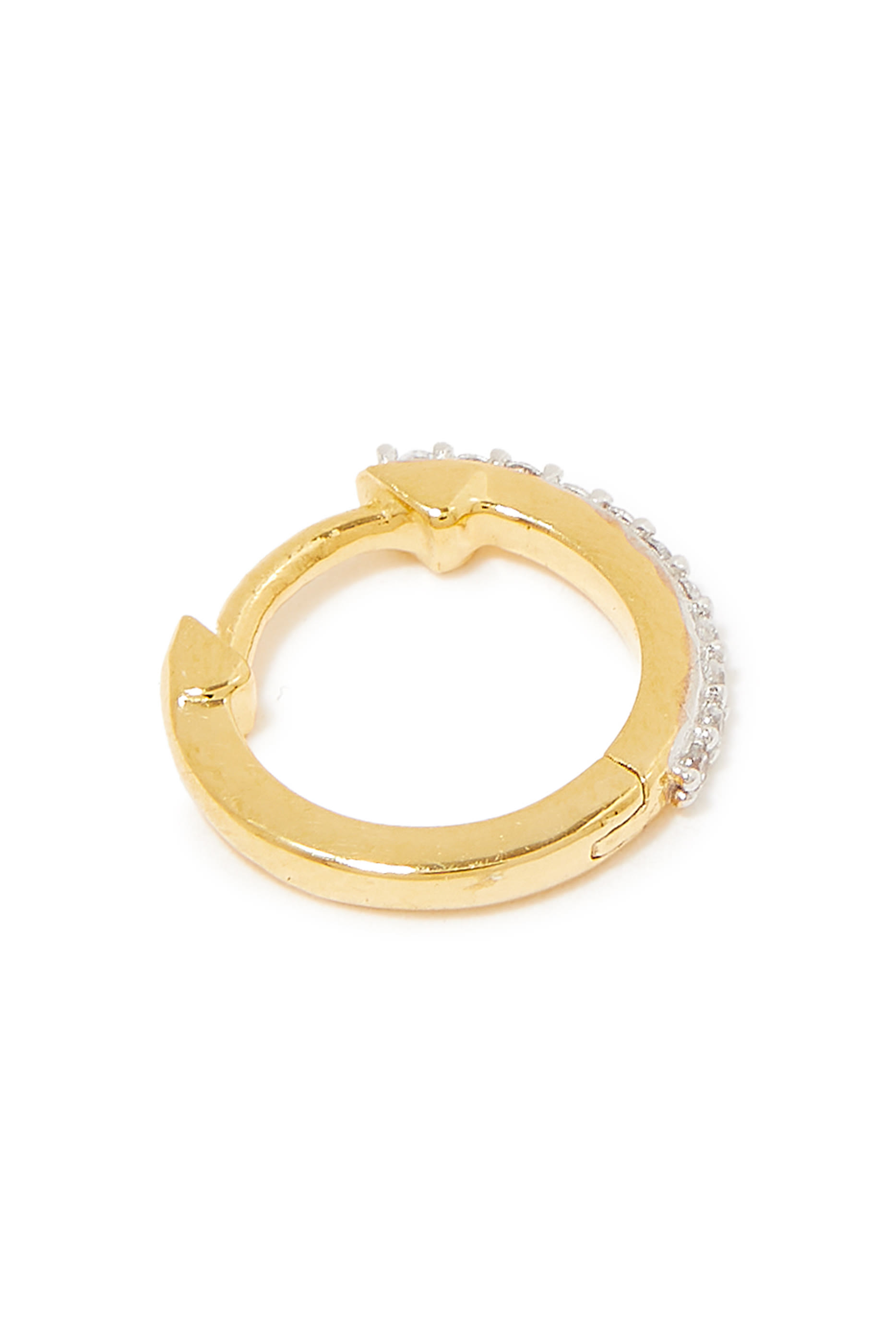 Pavé Huggie Hoop Earring, Gold-Plated Sterling Silver & Glass