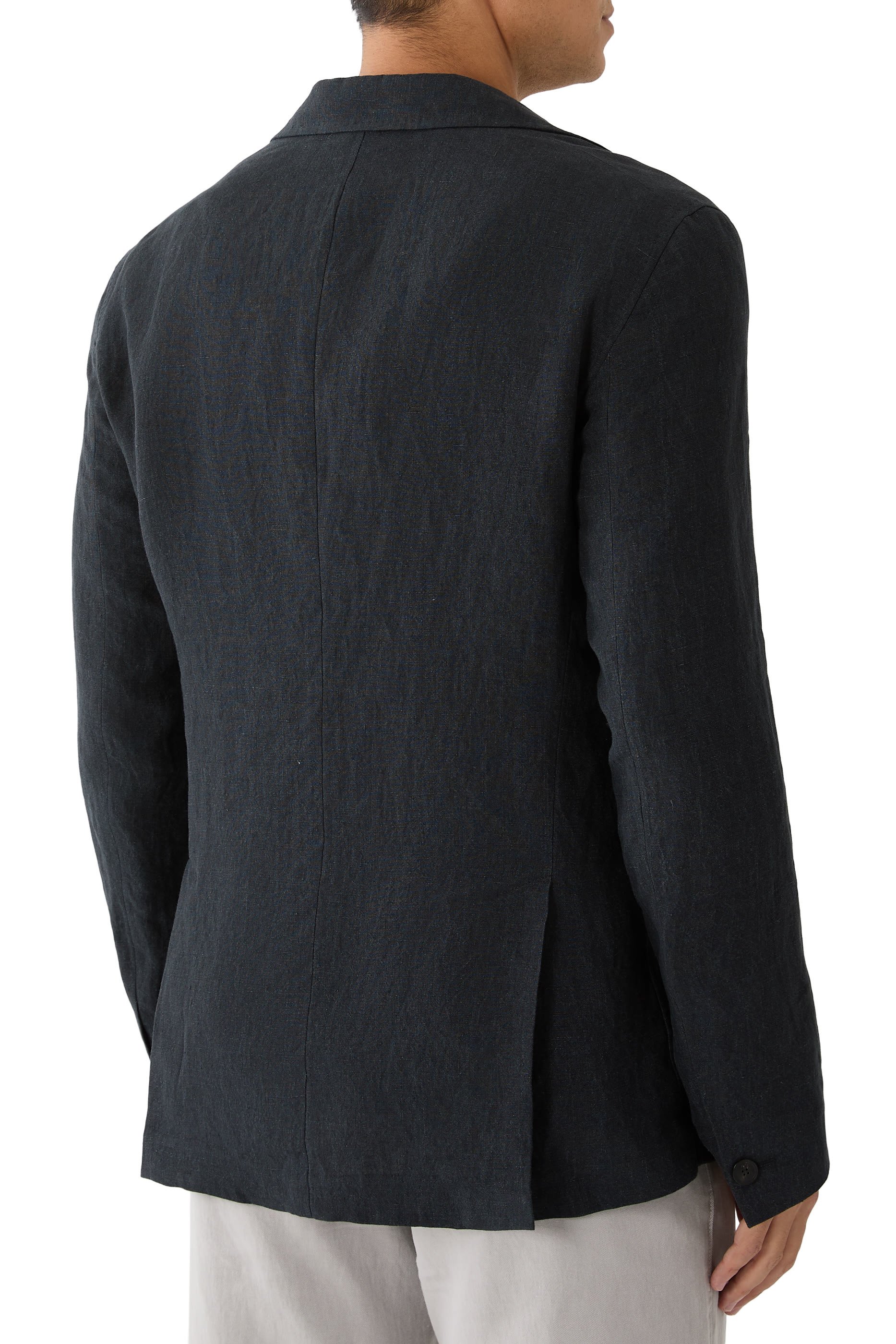 Single-Breasted Washed Linen Jacket