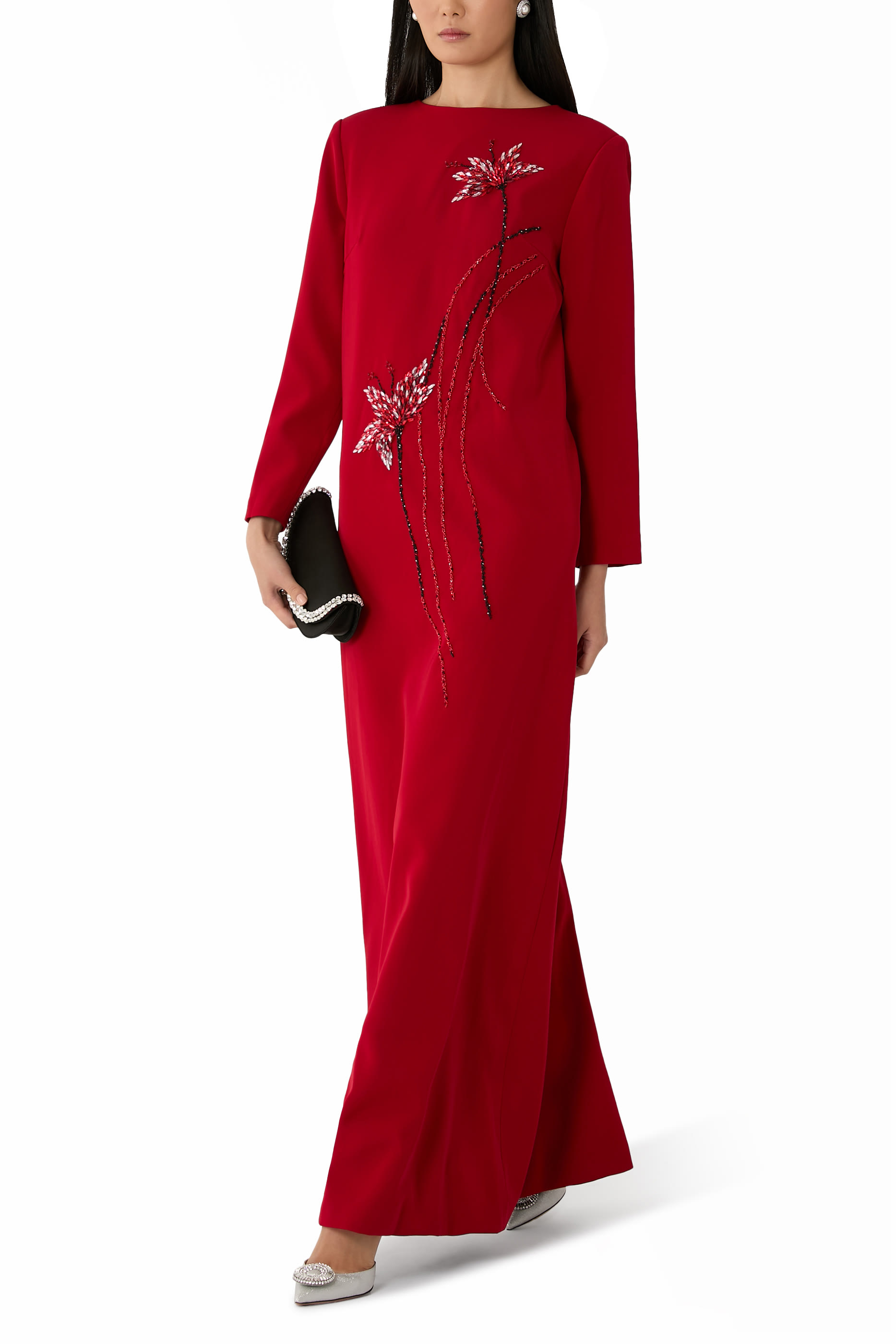 Long Sleeve Beaded Gown