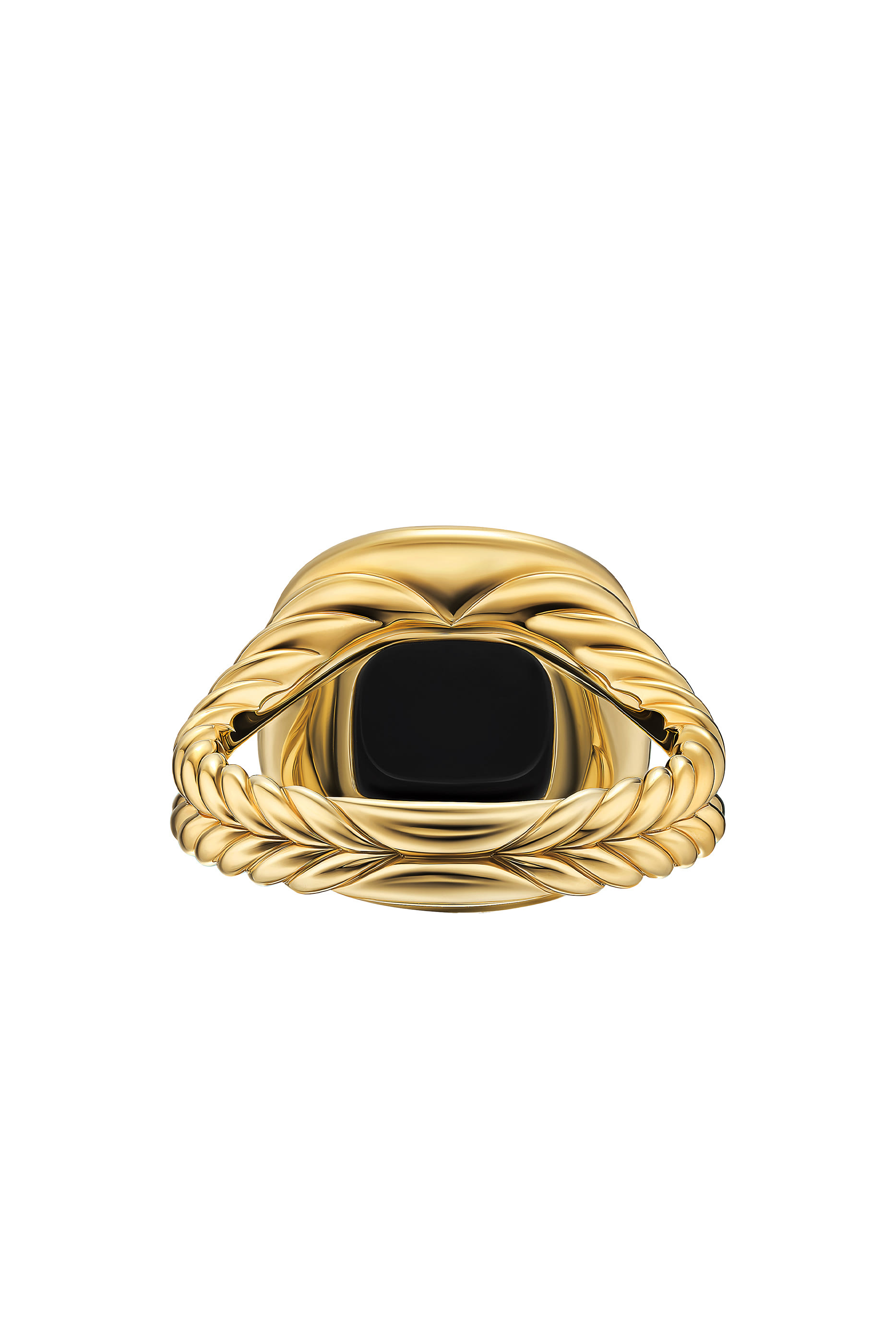 Albion Ring, 18K yellow Gold with Diamonds & Black Onyx