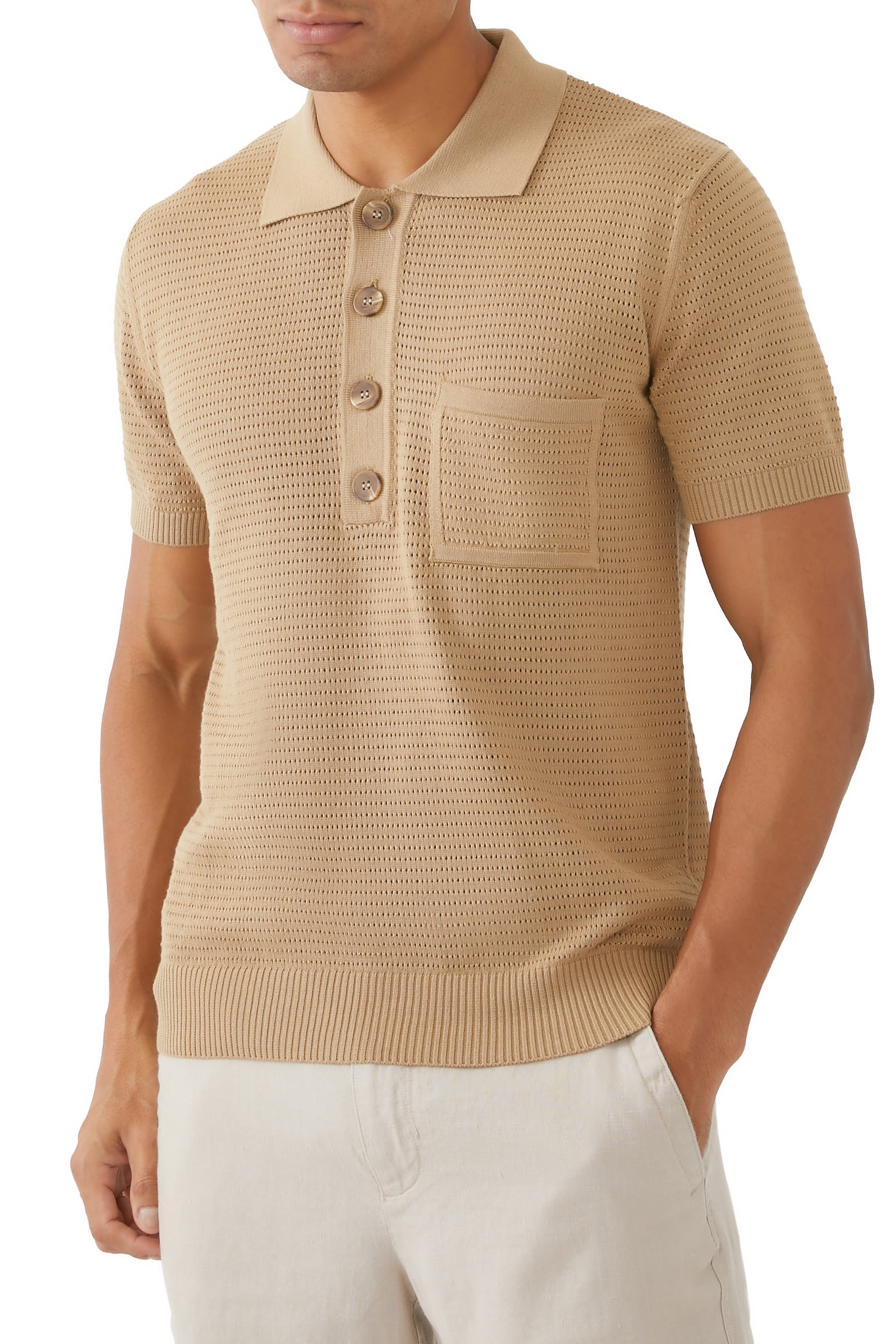Perforated Polo Sweater