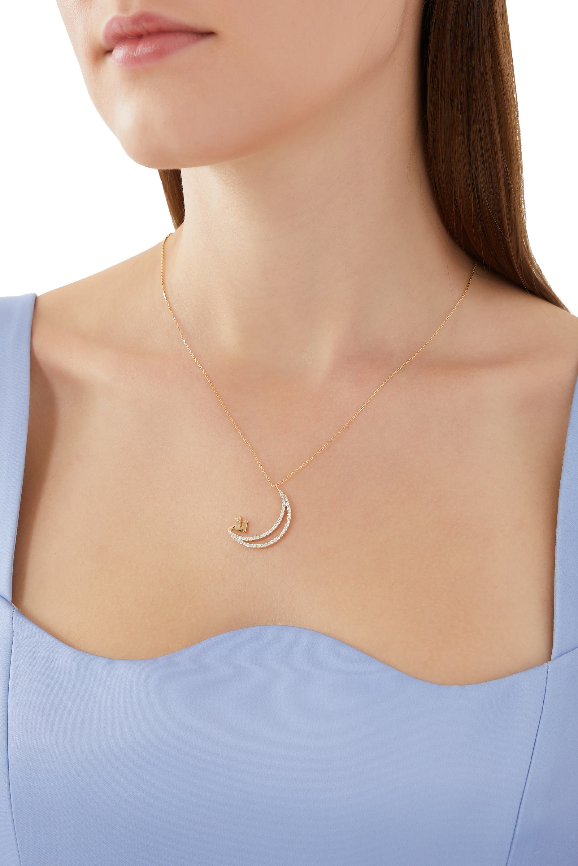 Oula Allah Moon Pendant, 18k Yellow Gold & Enamel