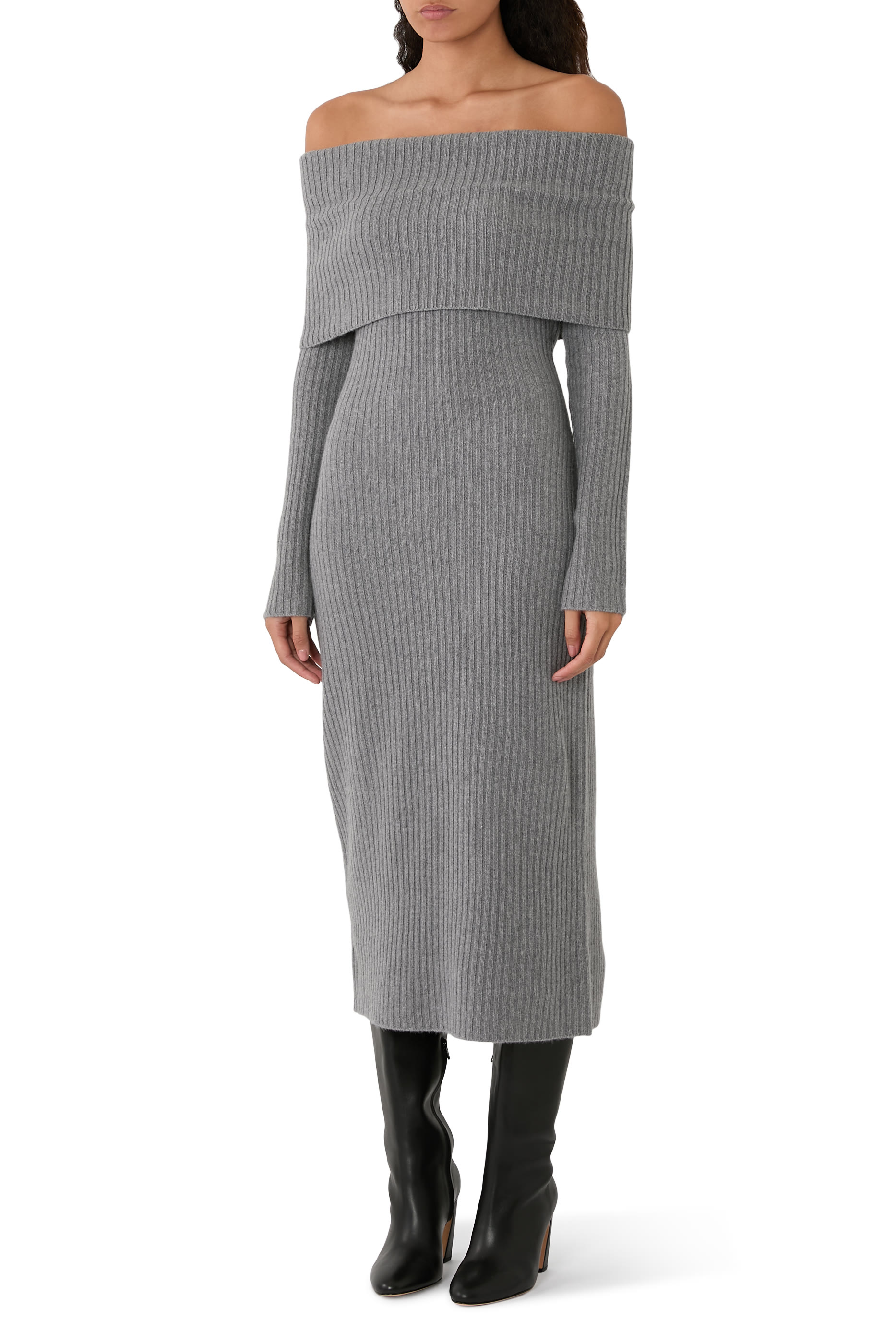 Off-The-Shoulder Ribbed Dress