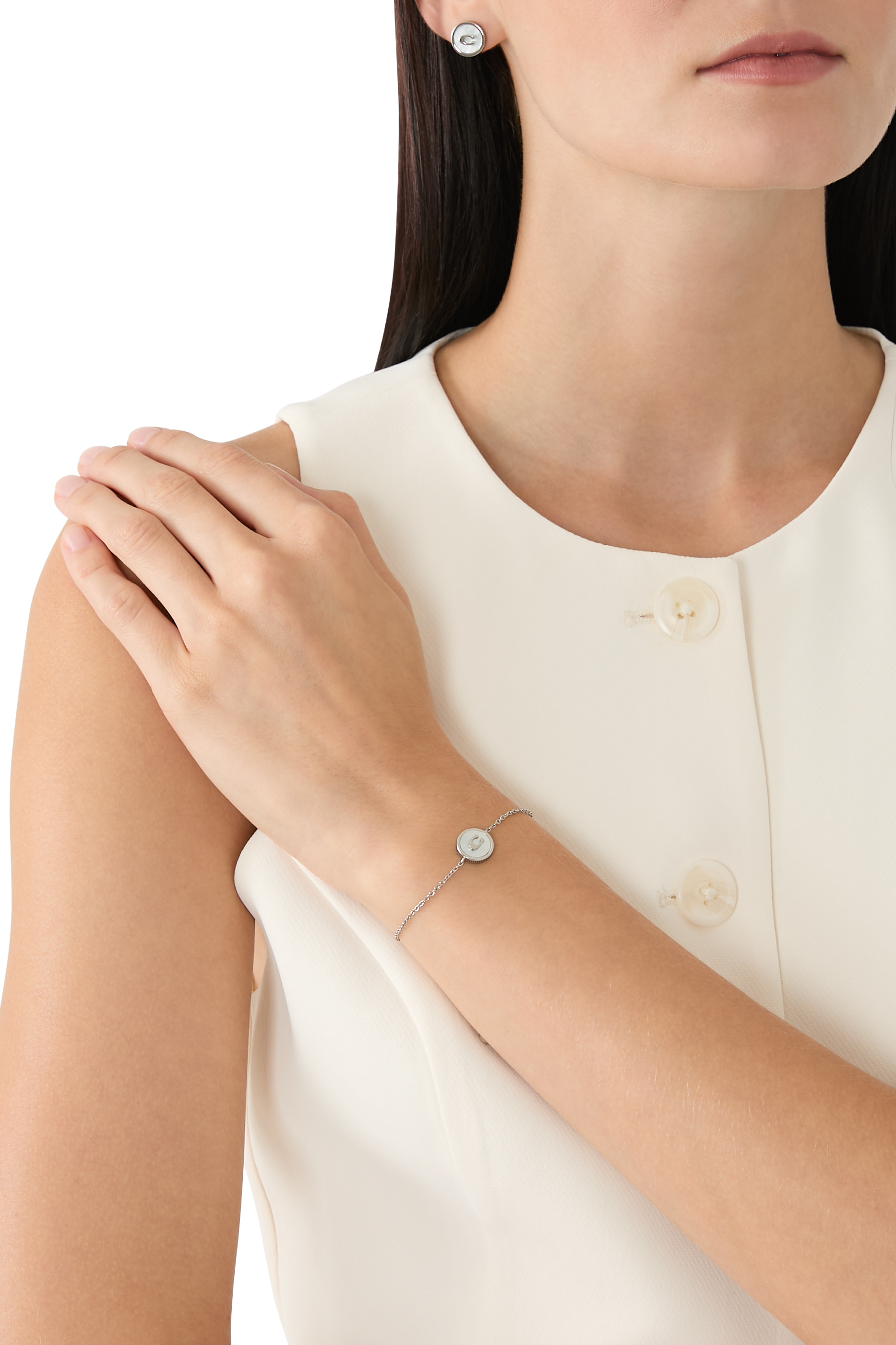 Mother Of Pearl Signature Coin Slider Bracelet