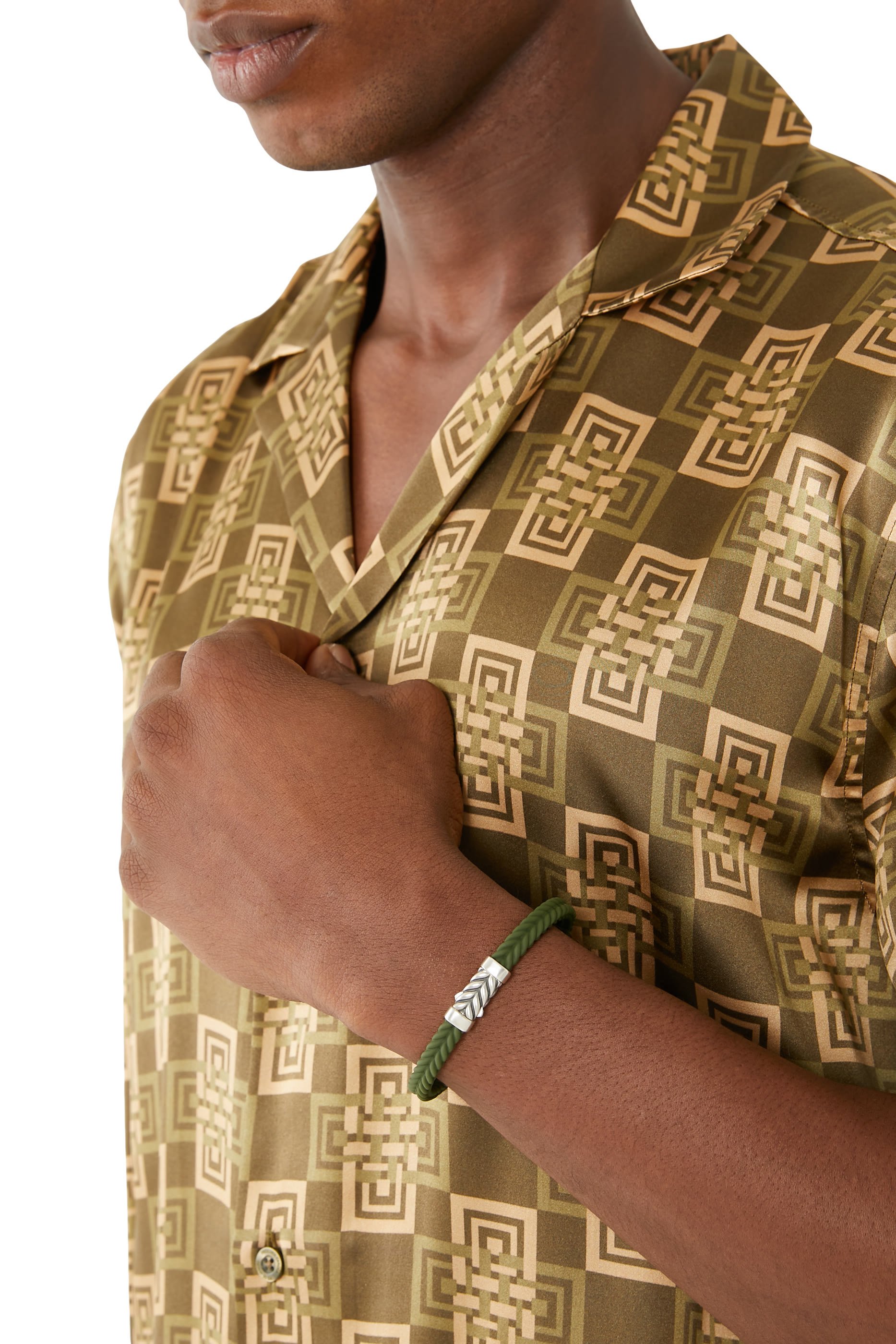 Chevron Woven Rubber Bracelet and Sterling Silver