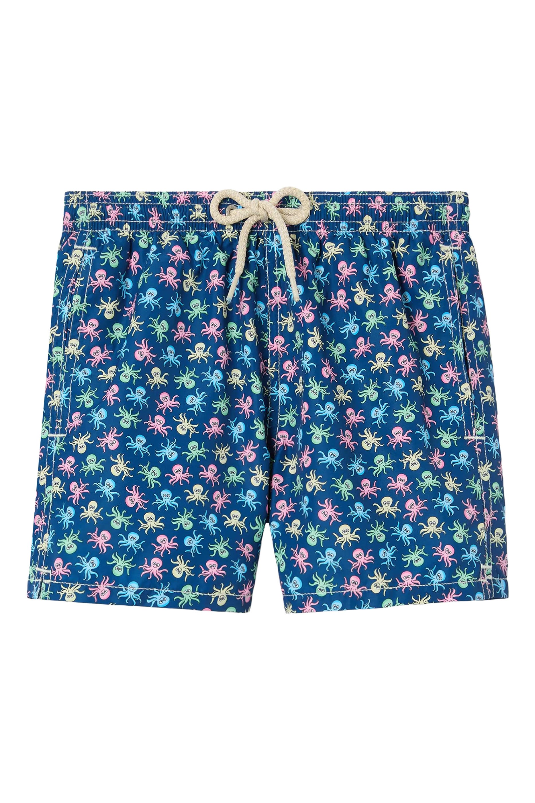 Kids Jean Lighting Swim Shorts with All-Over Octopus Print 