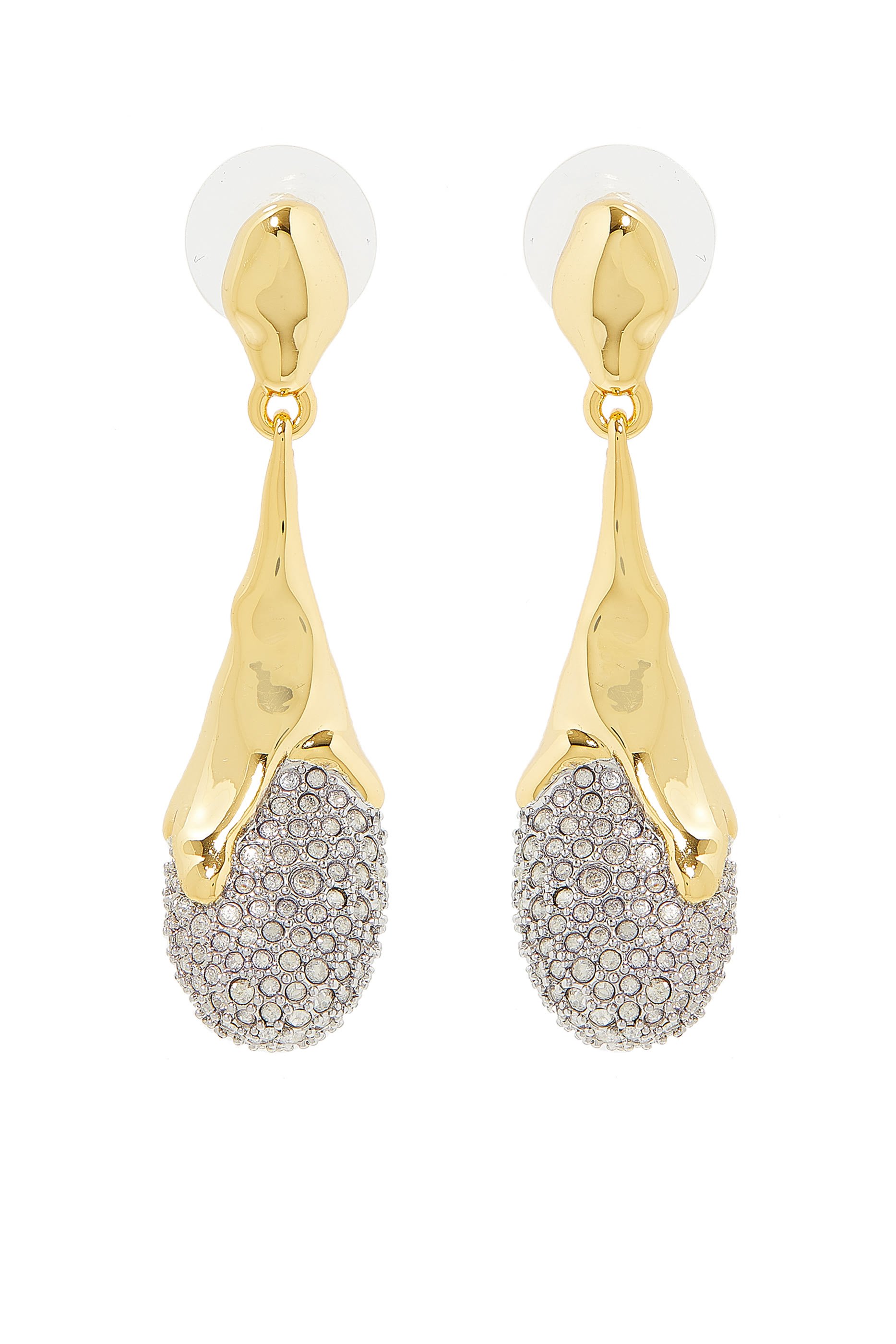 Solanales Teardrop Earrings, 14k Gold-Plated Brass & Crystals