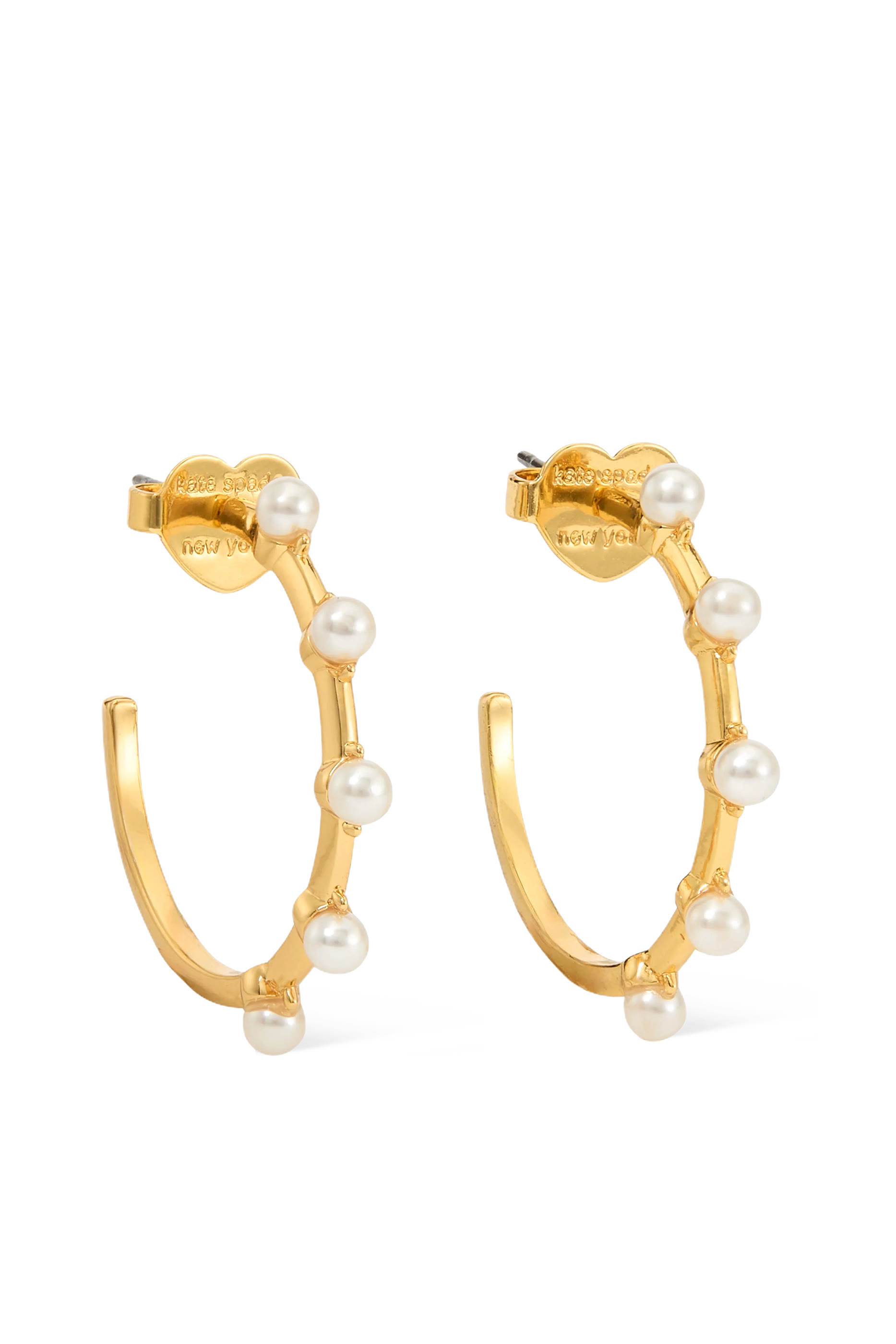 Hint of Shimmer Hoops, Plated Metal & Cubic Zirconia, Glass Pearl, Surgical Steel Posts