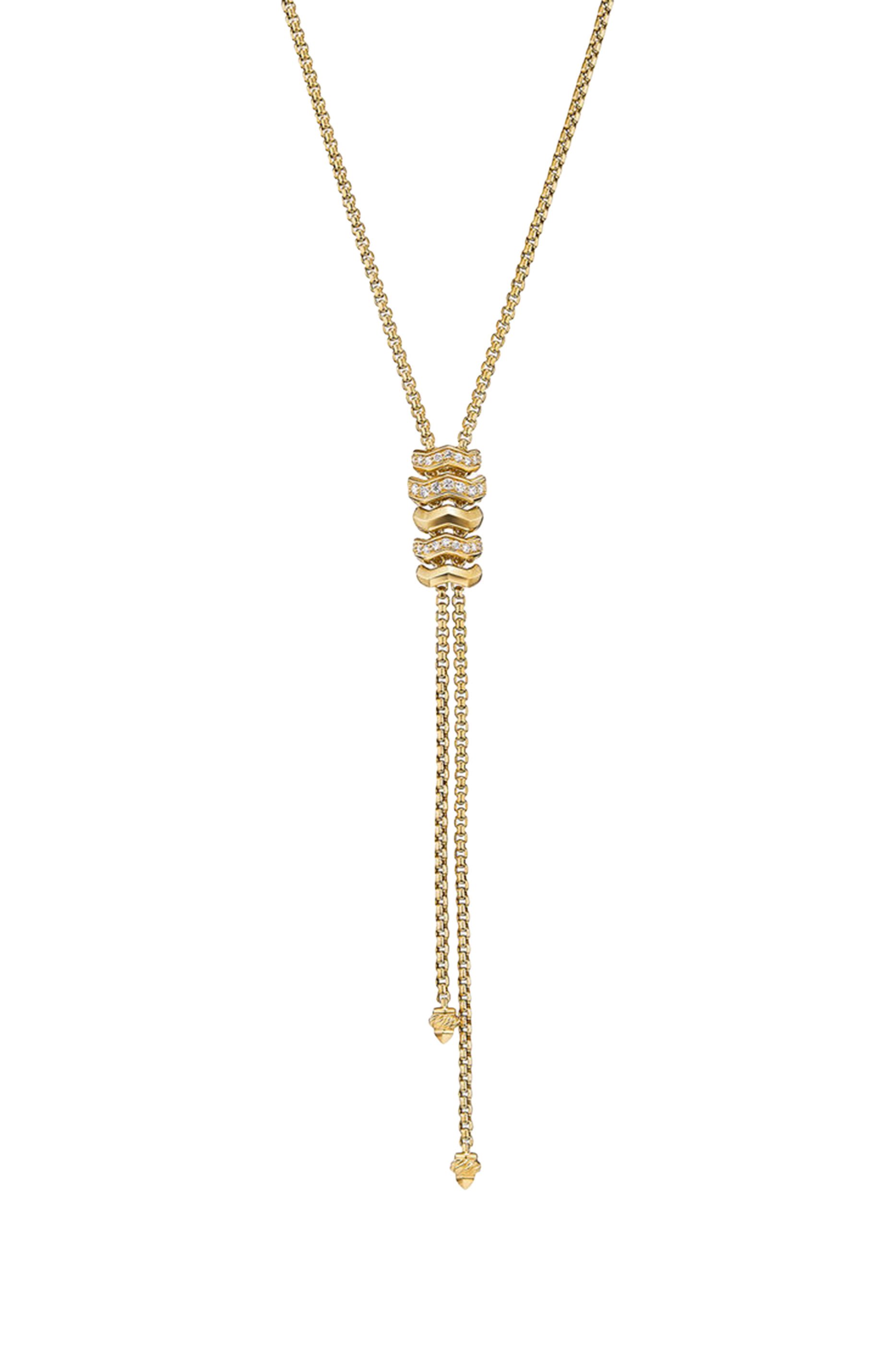 Zig Zag Stax Y Necklace, 18K Yellow Gold & Diamonds