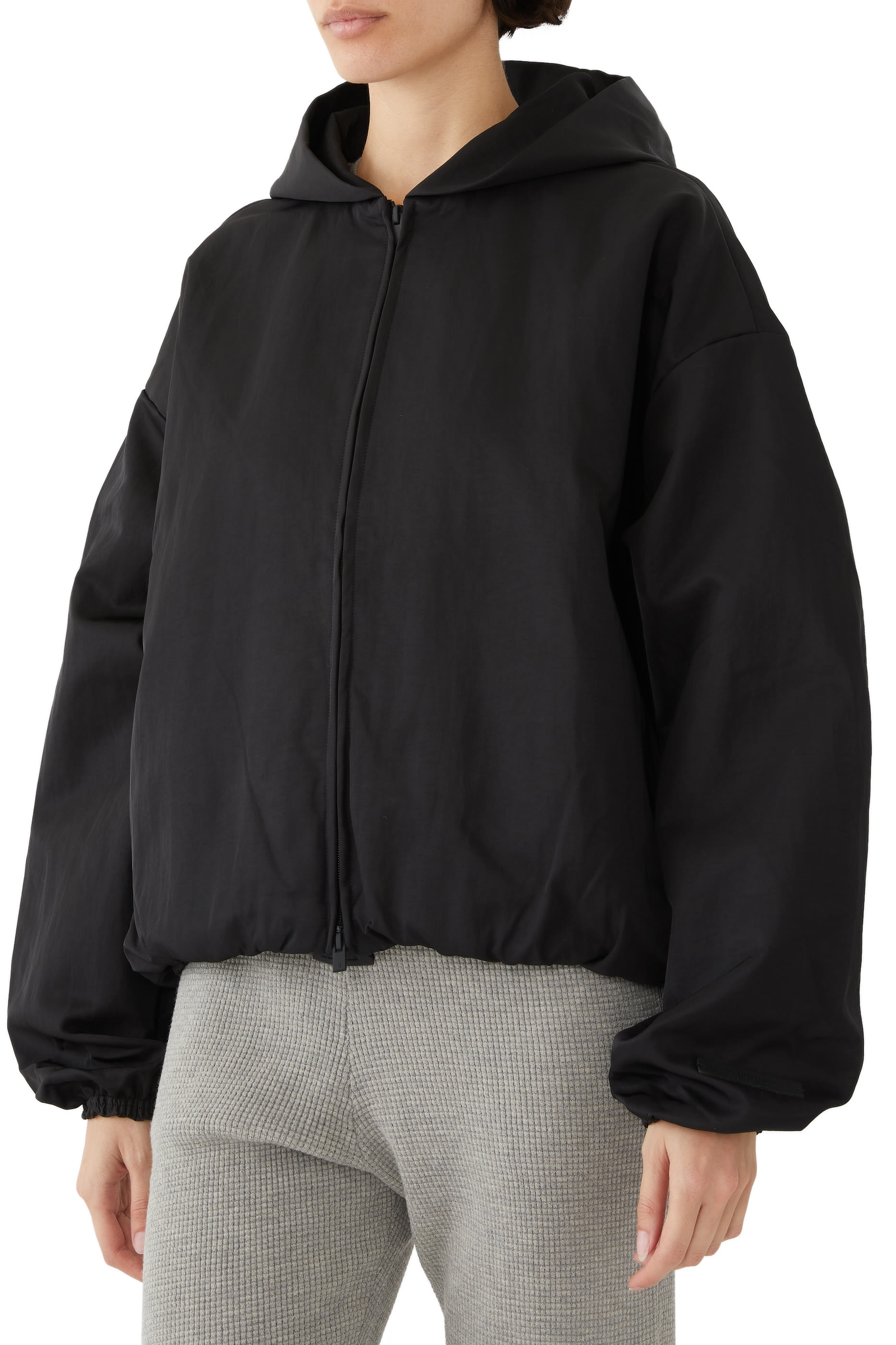 Textured Nylon Hooded Bomber