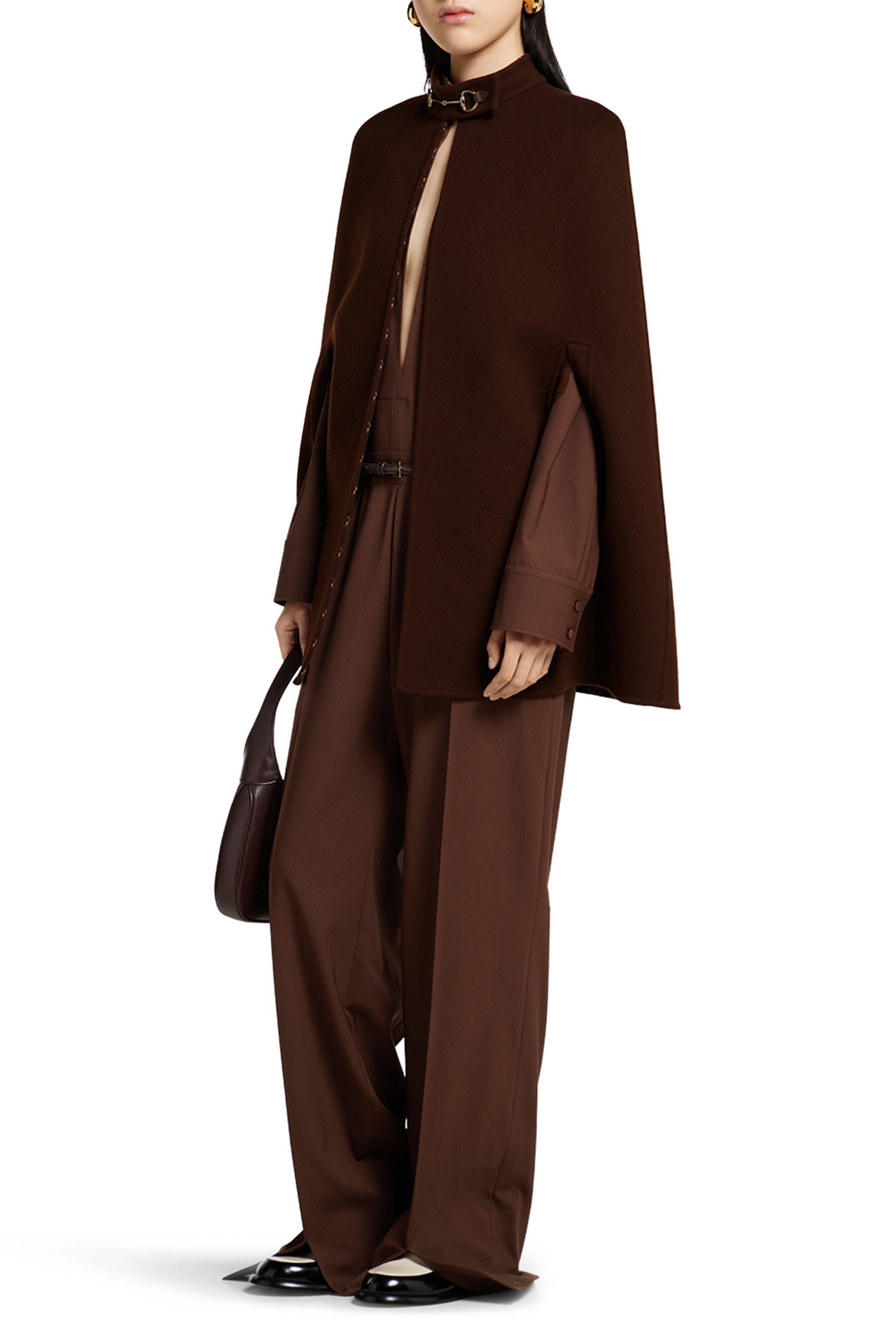 Silk Wool Cape with Horsebit 