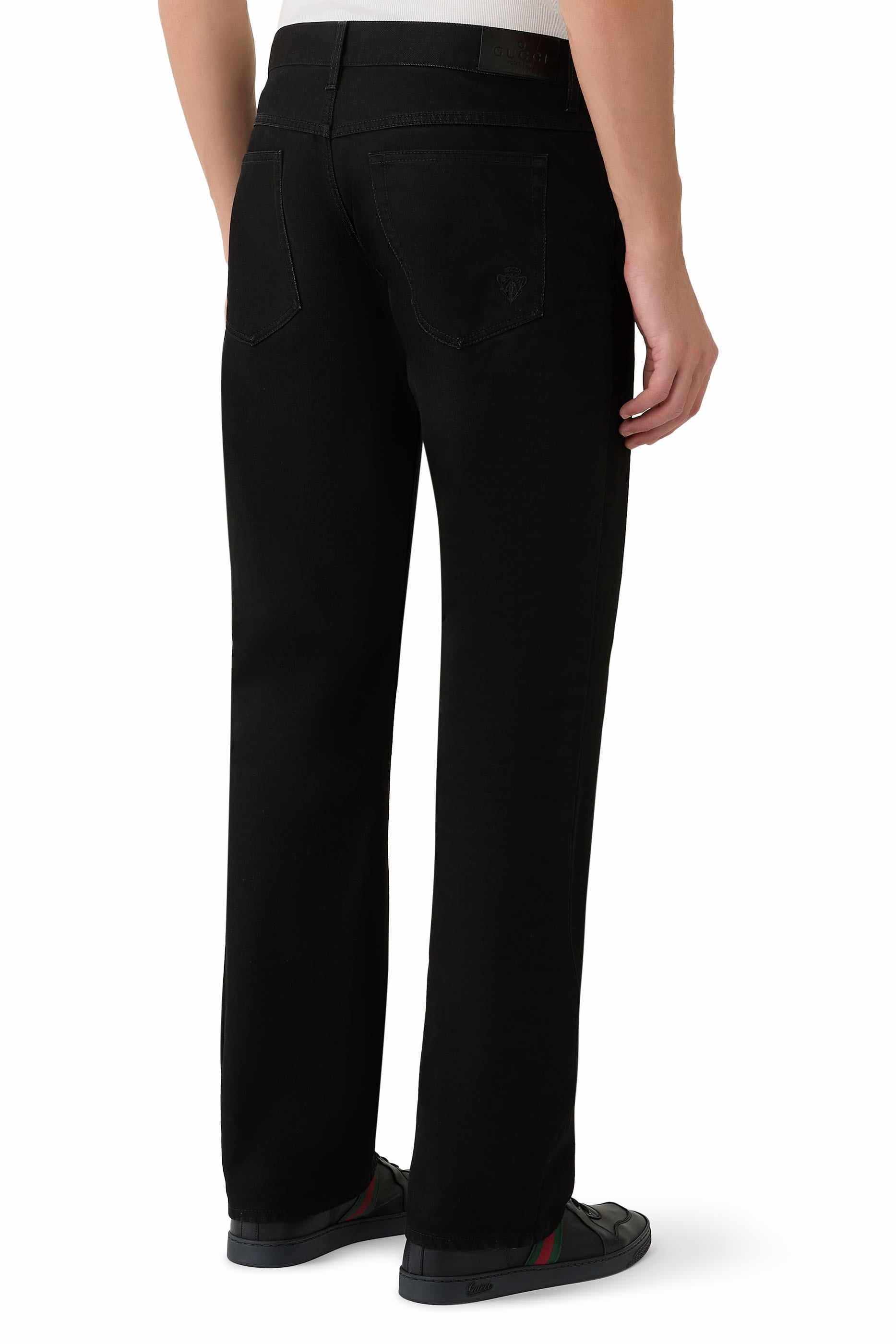 Embroidered Cotton Denim Pants