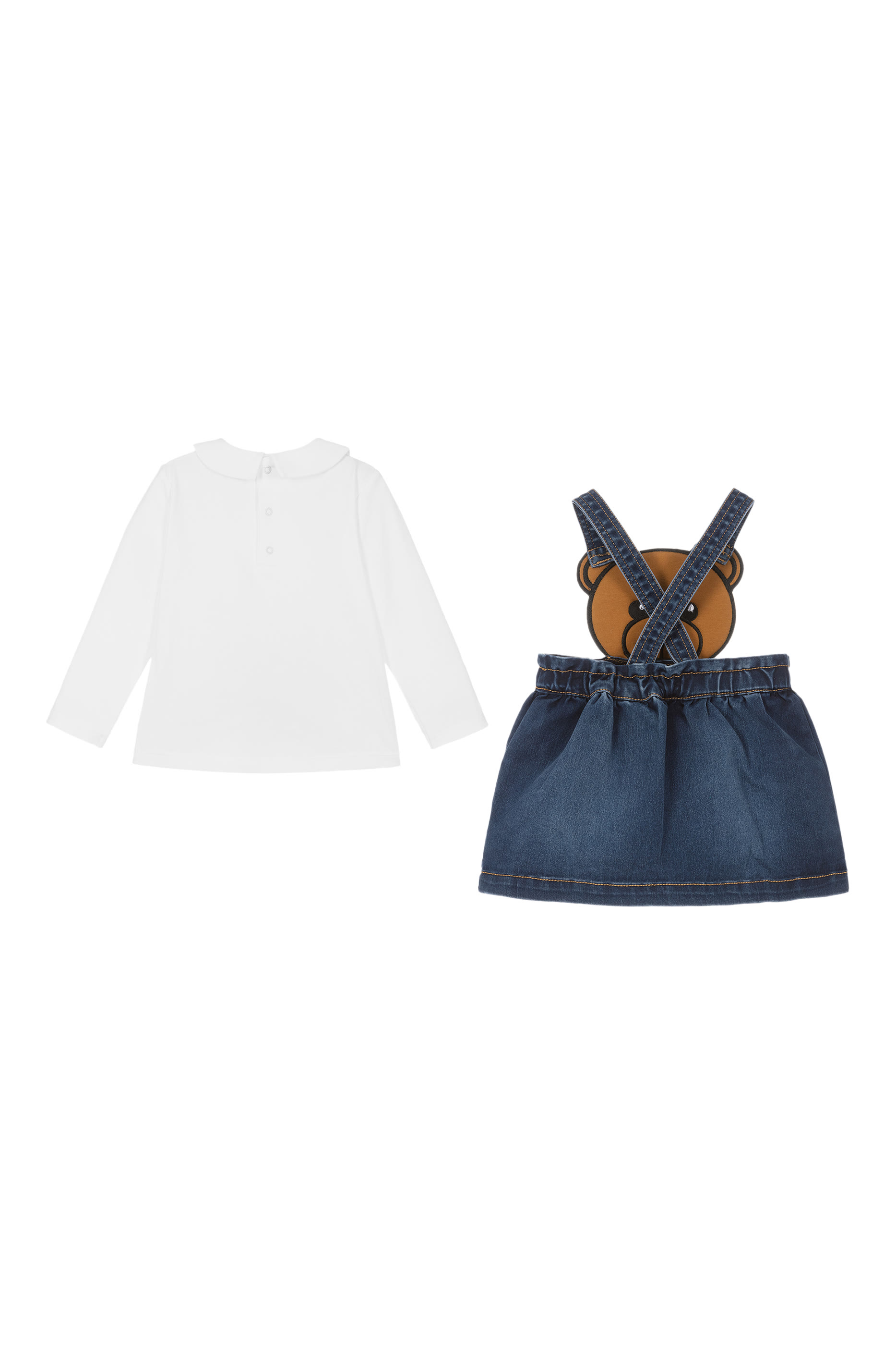 Kids Teddy Bear T-Shirt and Dungaree Skirt Co-ord Set