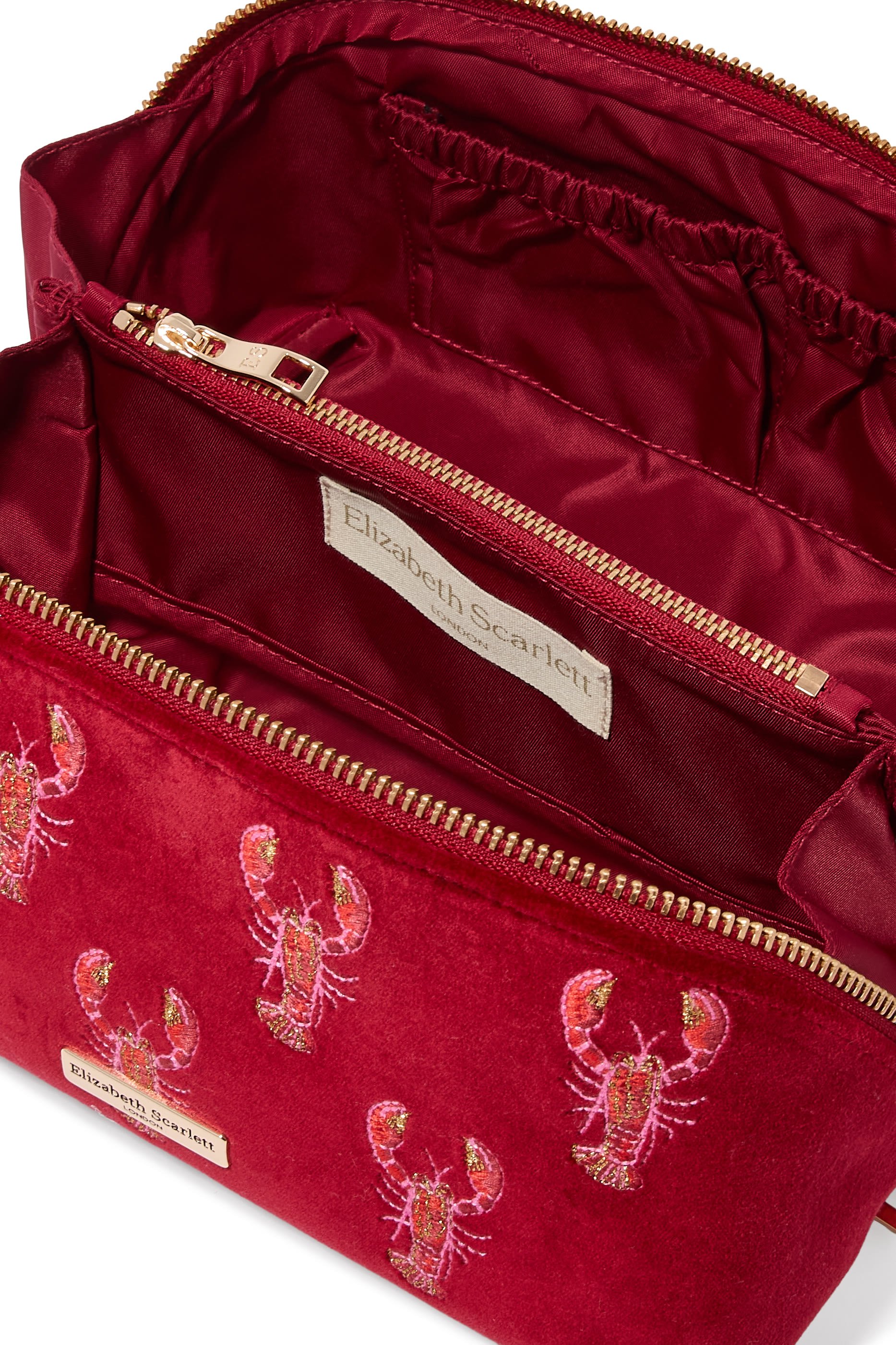 Lobster Velvet Open Flat Makeup Bag 