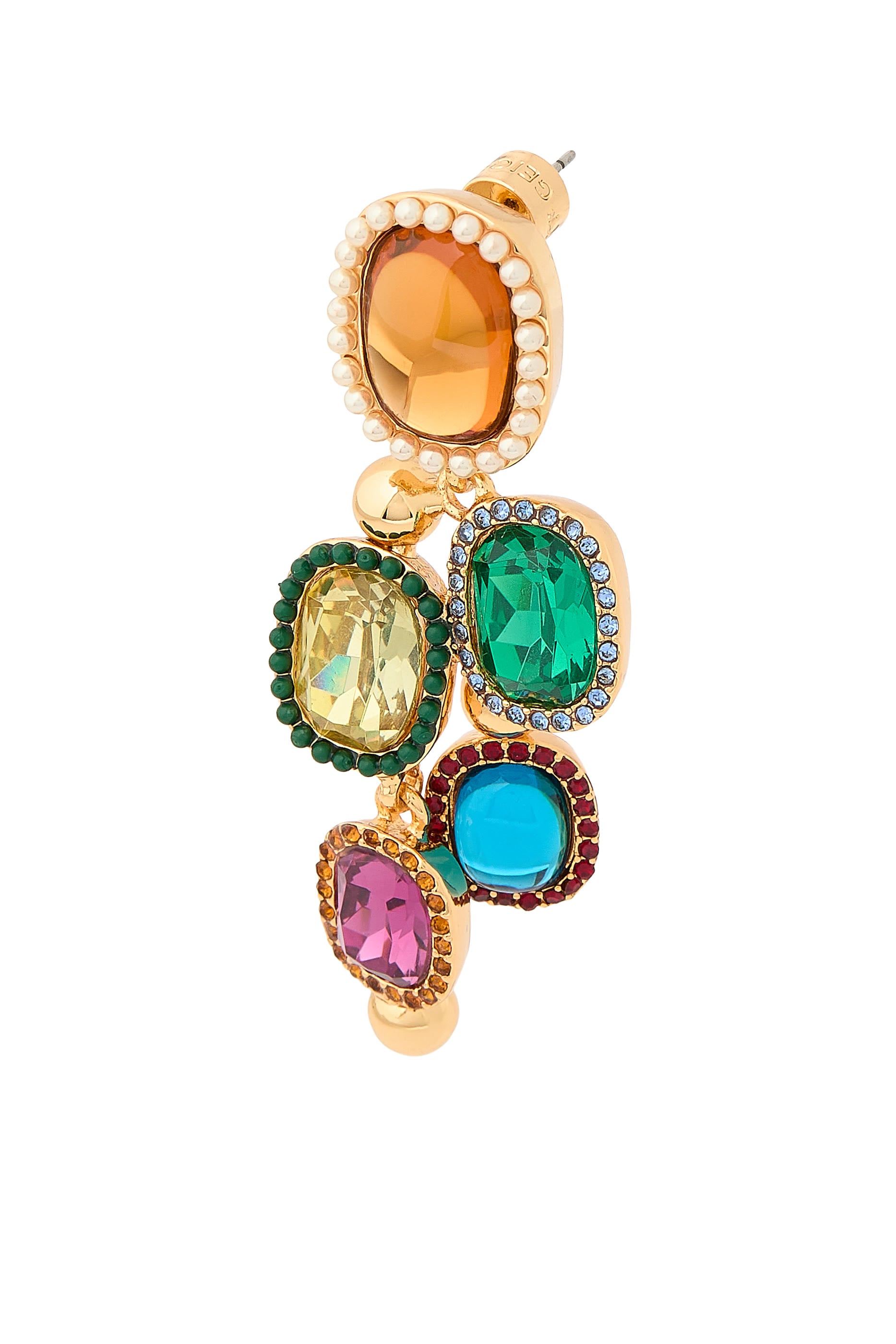 Sloane Earrings, Brass & Crystals
