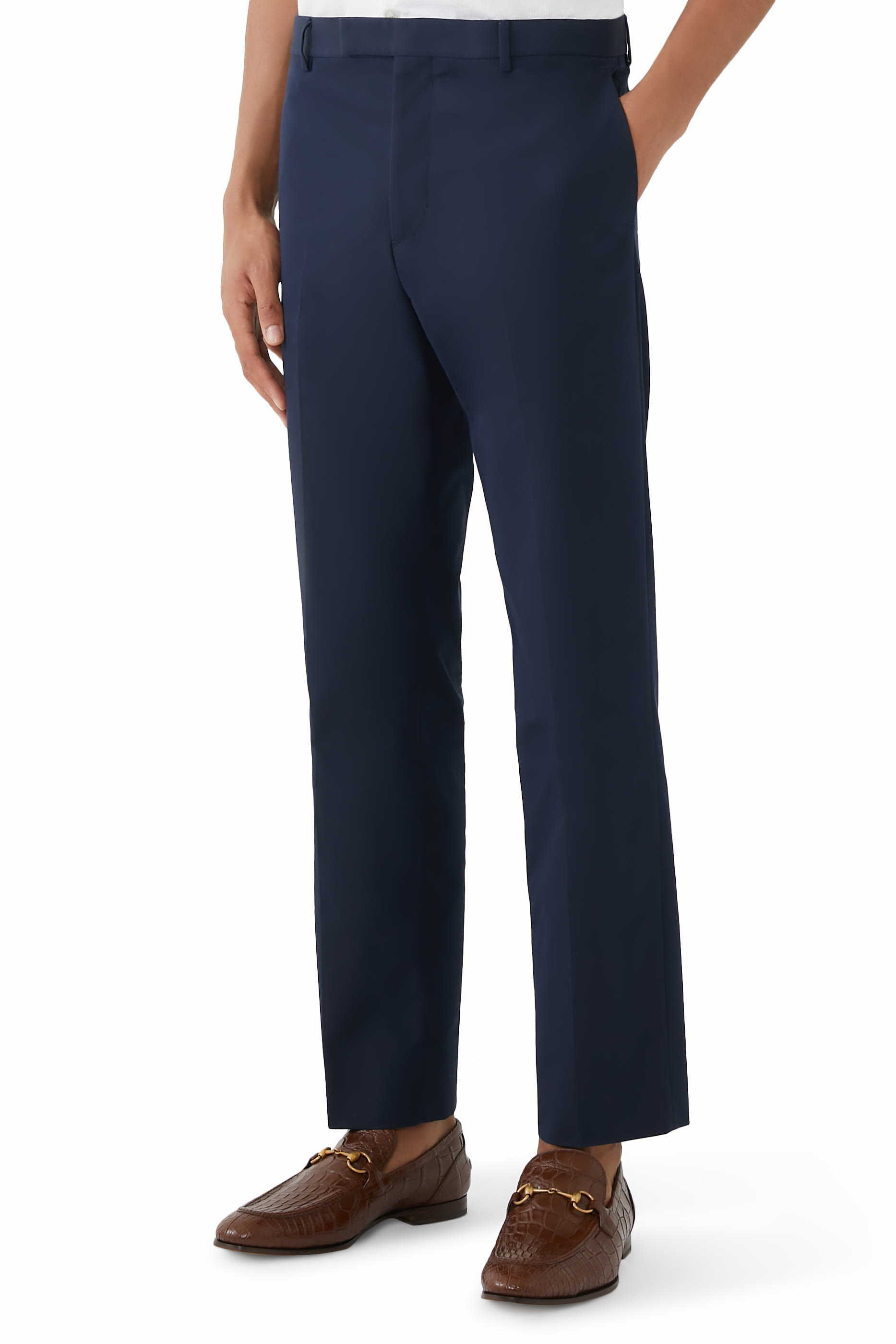 Embossed Cotton Twill Trousers