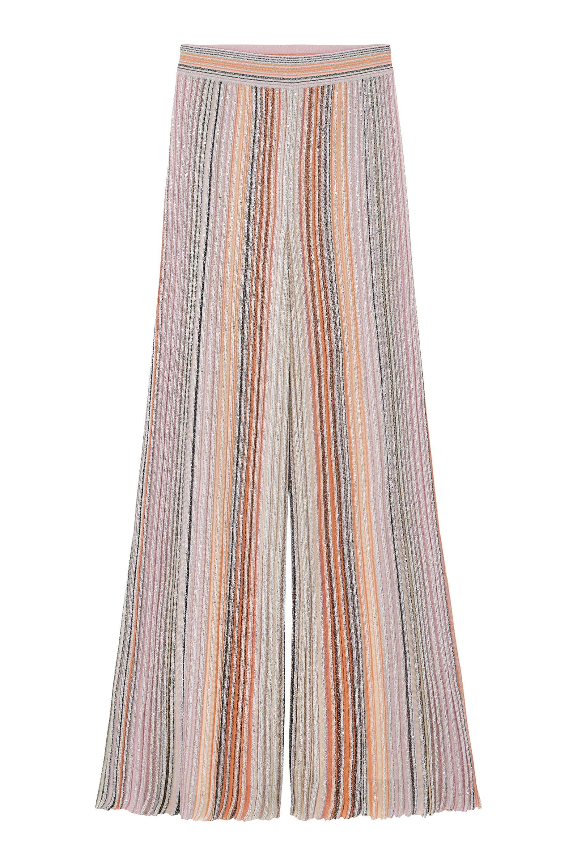 Partialized Sequinned Knit Straight Pants 