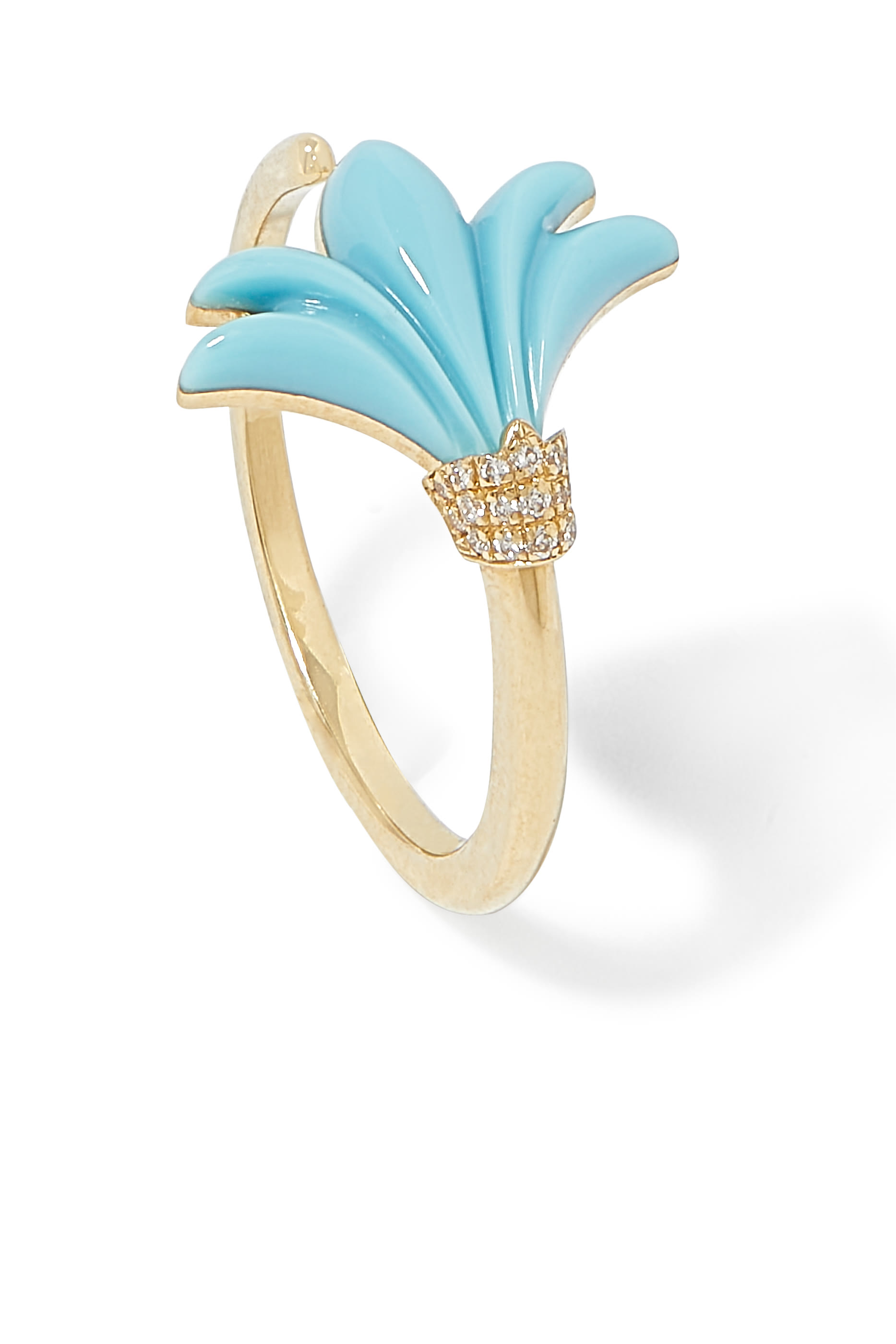 Psychedeliah Vine Ring,  18K Yellow Gold with Diamonds & Turquoise