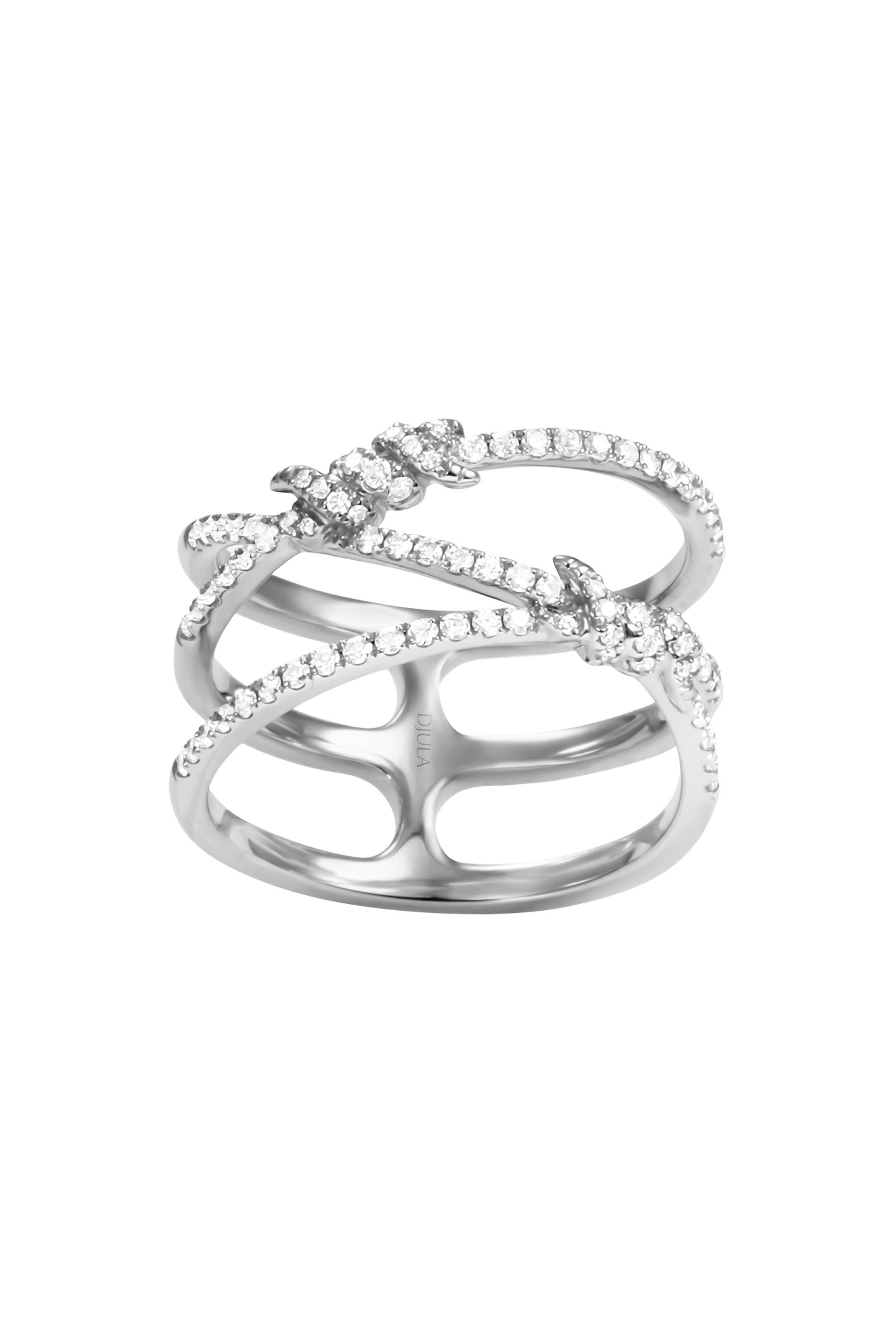  Barbel&eacute; Fine Pav&eacute; Ring, 18K White Gold & Diamonds