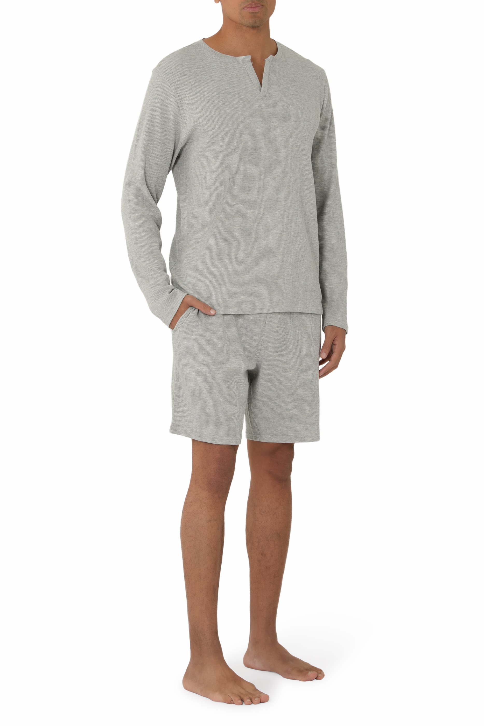 Waffle Knit Henley Sleep T-Shirt