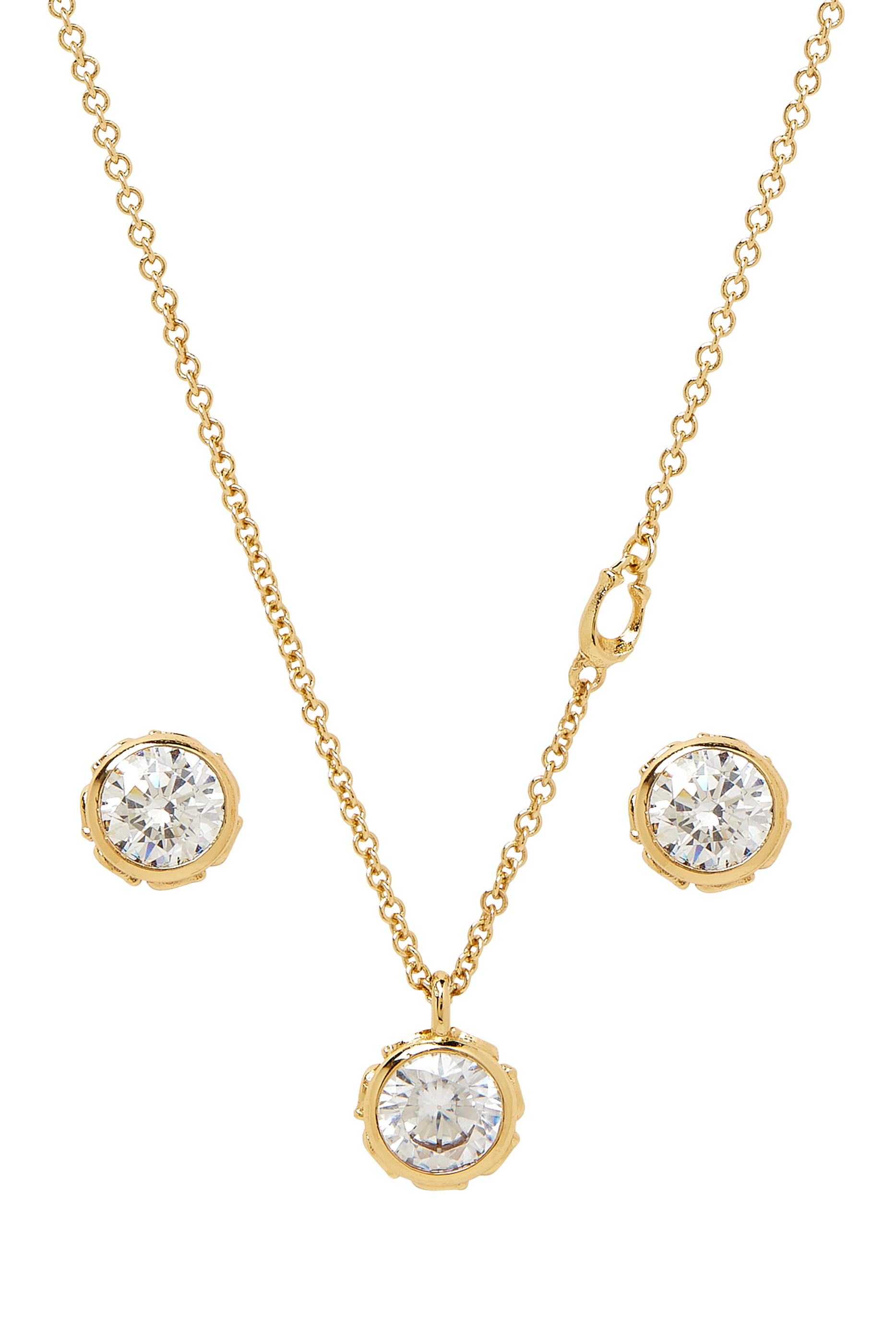 Stone Stud Necklace & Earrings Set